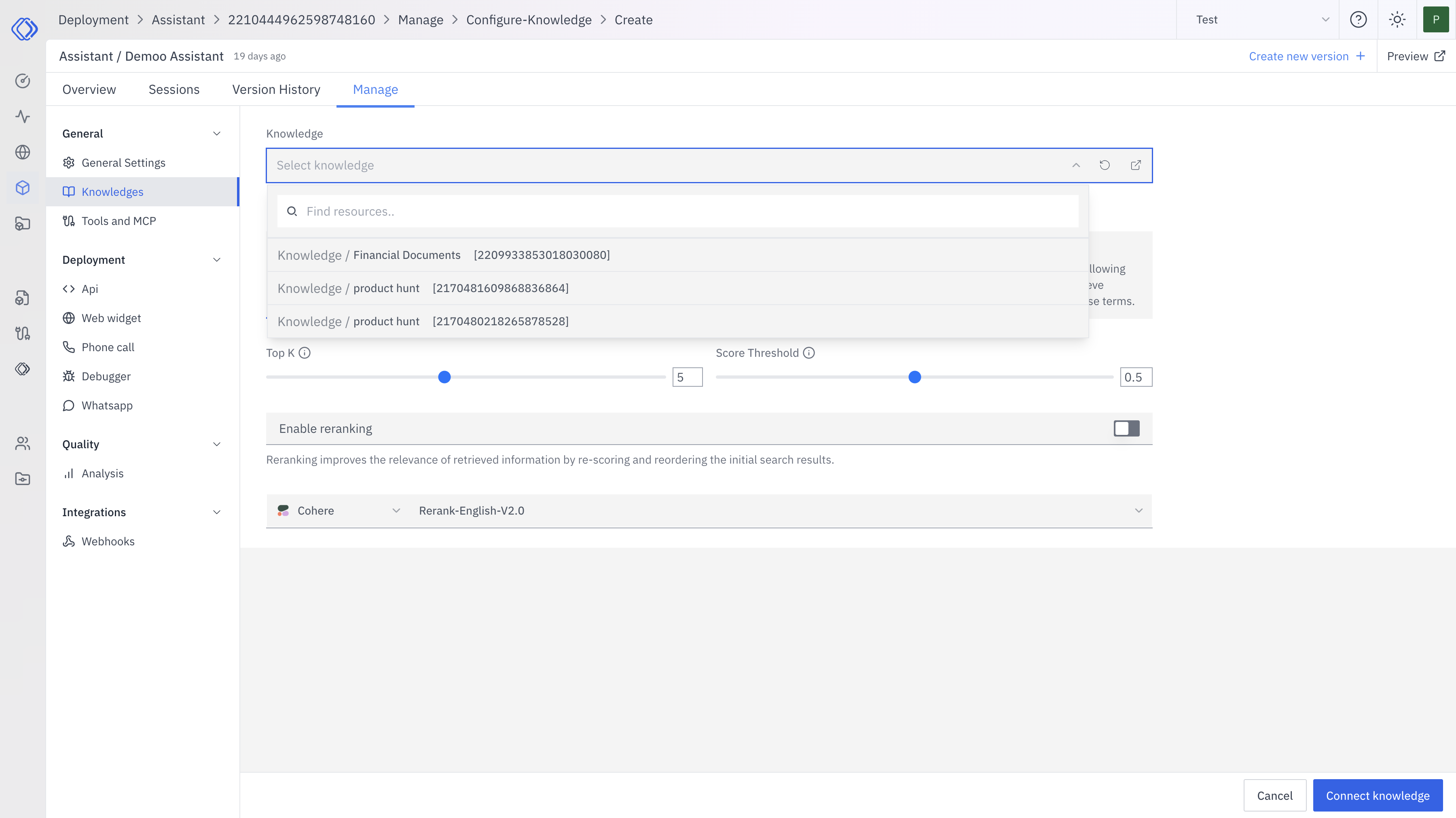 Adding Knowledge Sources - rapida.ai documentation