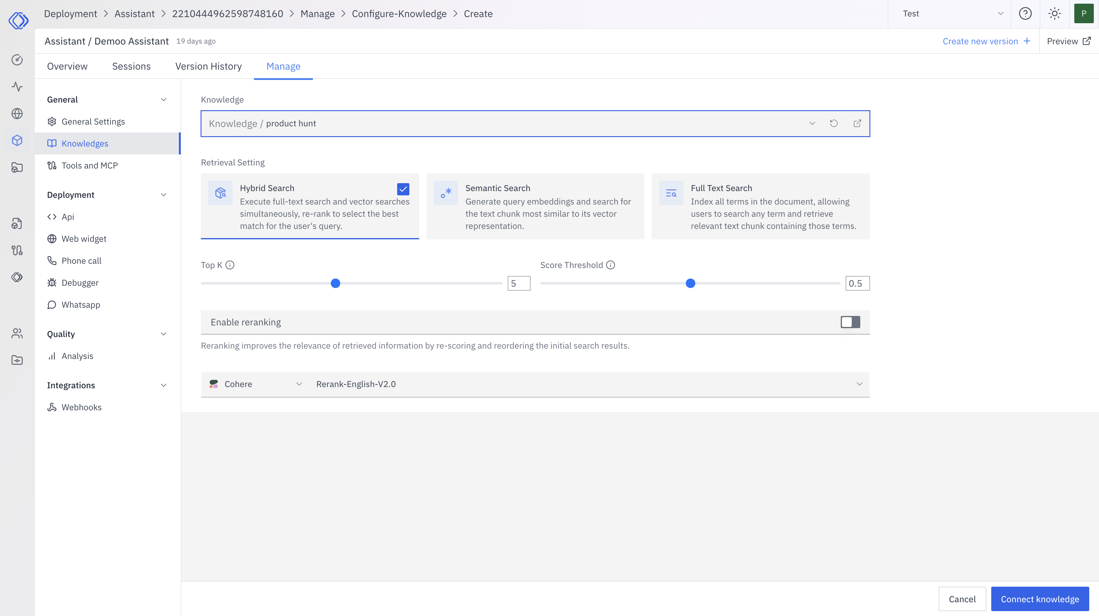 Configure Retrieval Settings