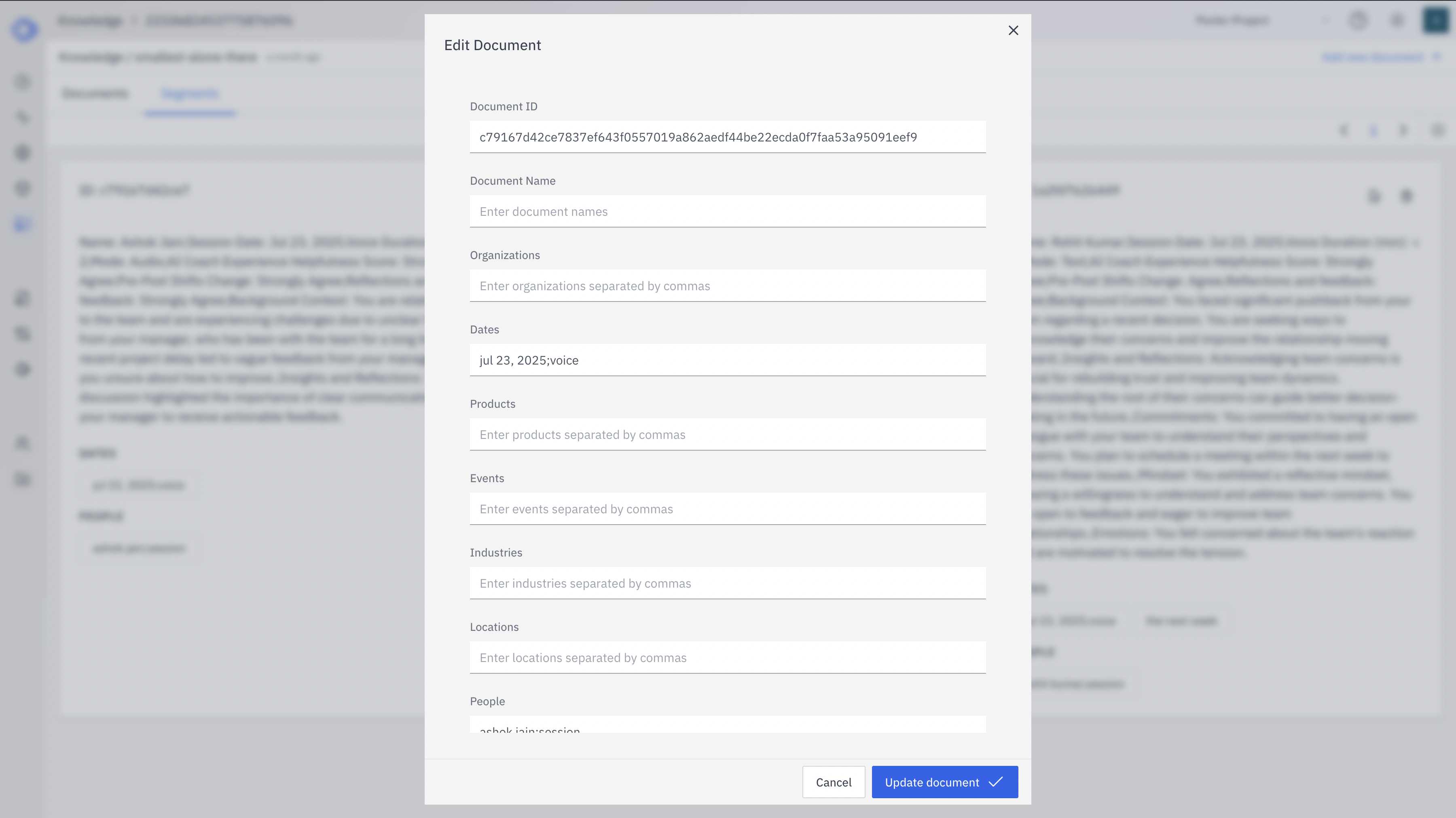 Manage Document Chunks - rapida.ai documentation