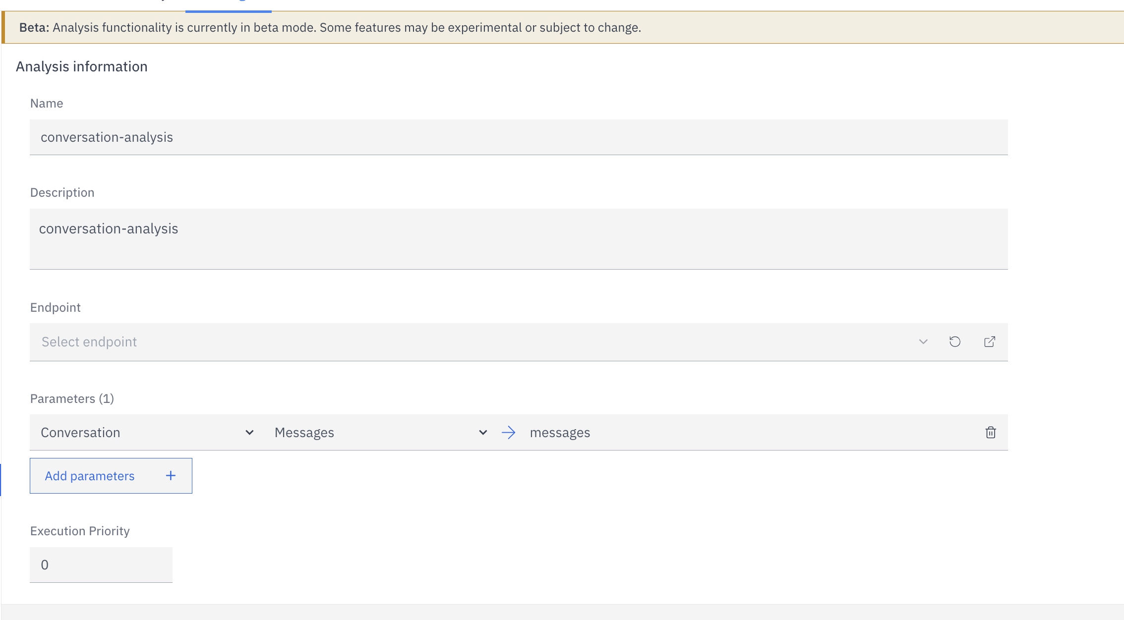 Configure Analysis Details