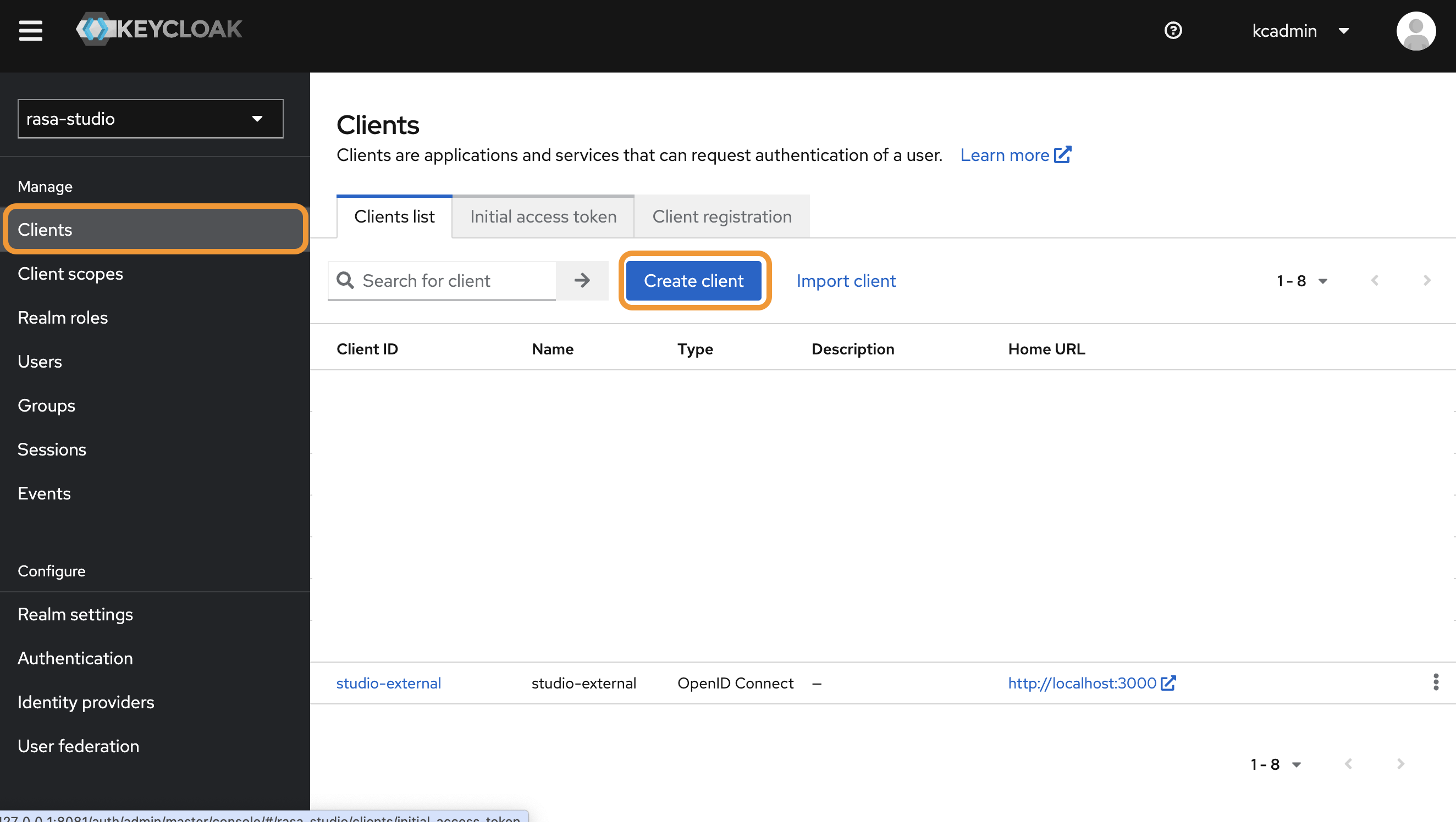 Creating a client in Keycloak