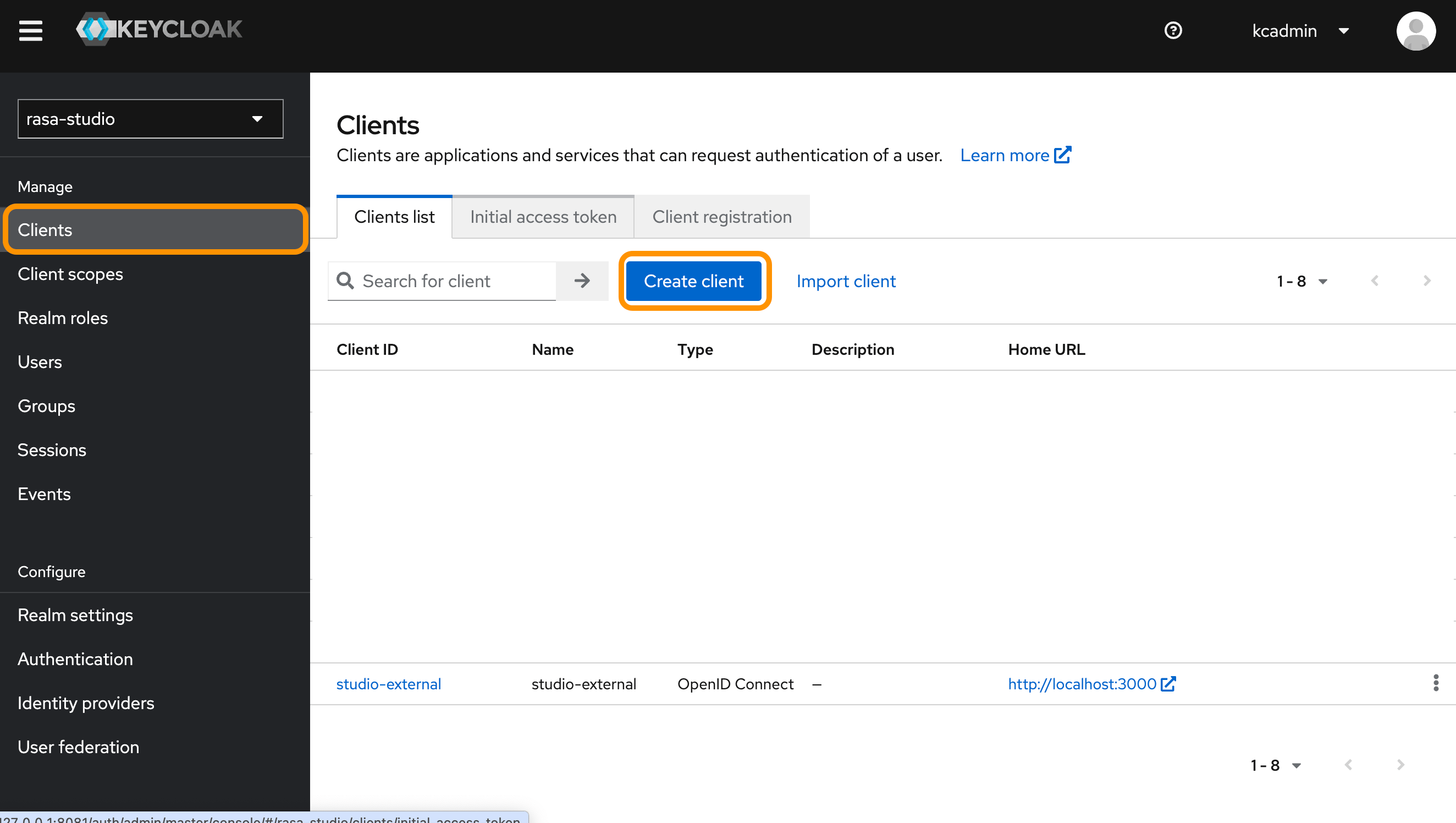Creating a client in Keycloak