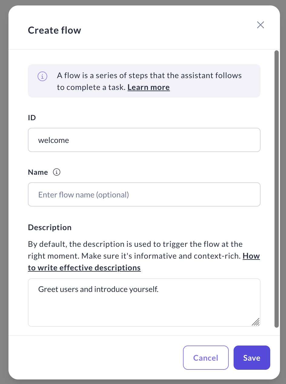 Create Welcome Flow