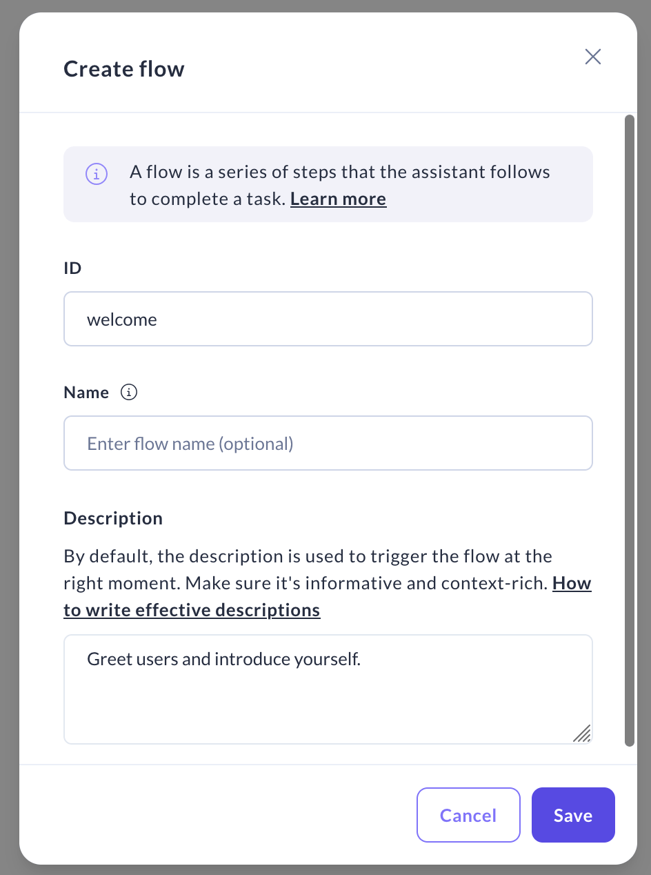 Create Welcome Flow