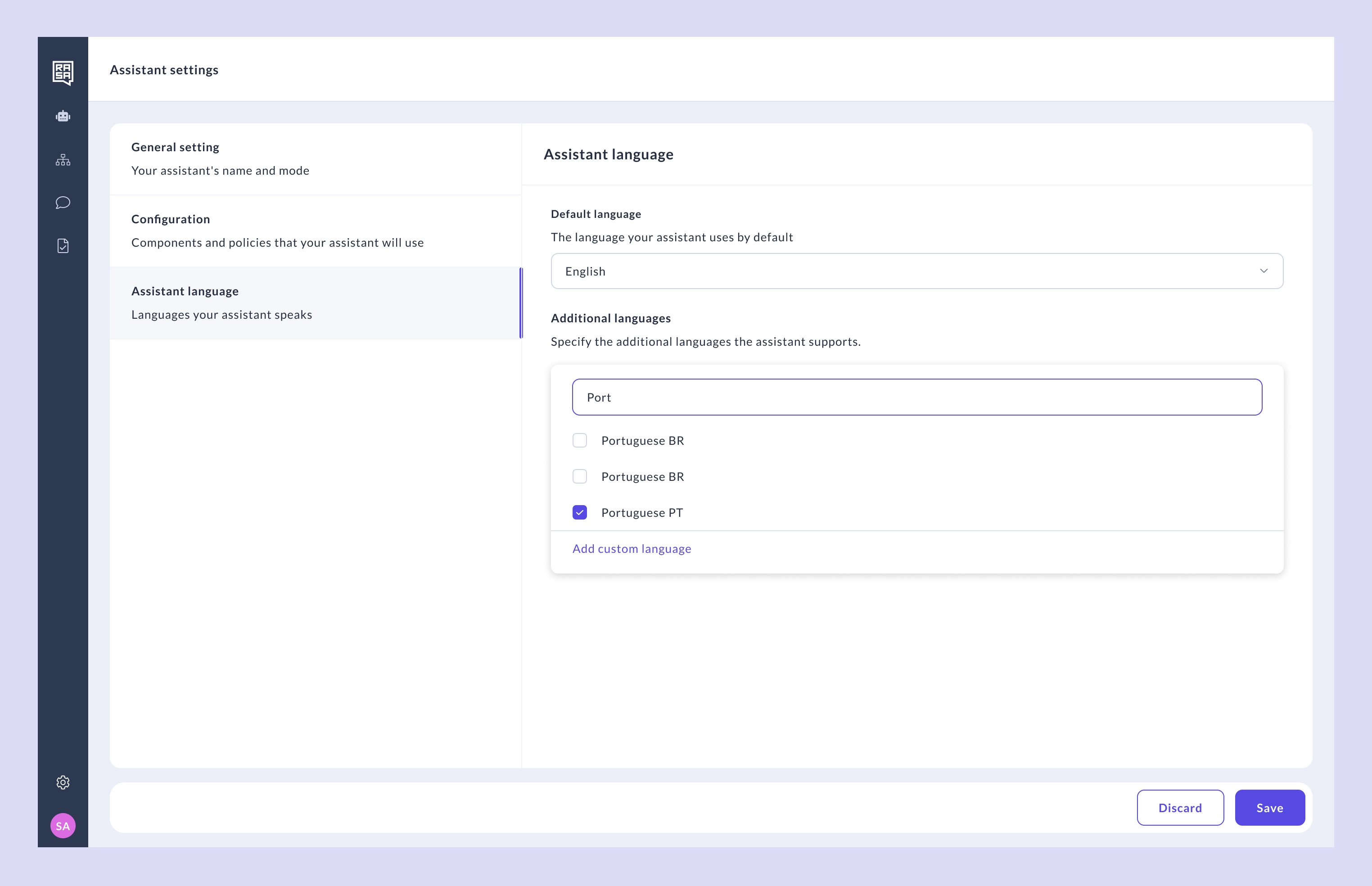 Configure additional languages in Studio