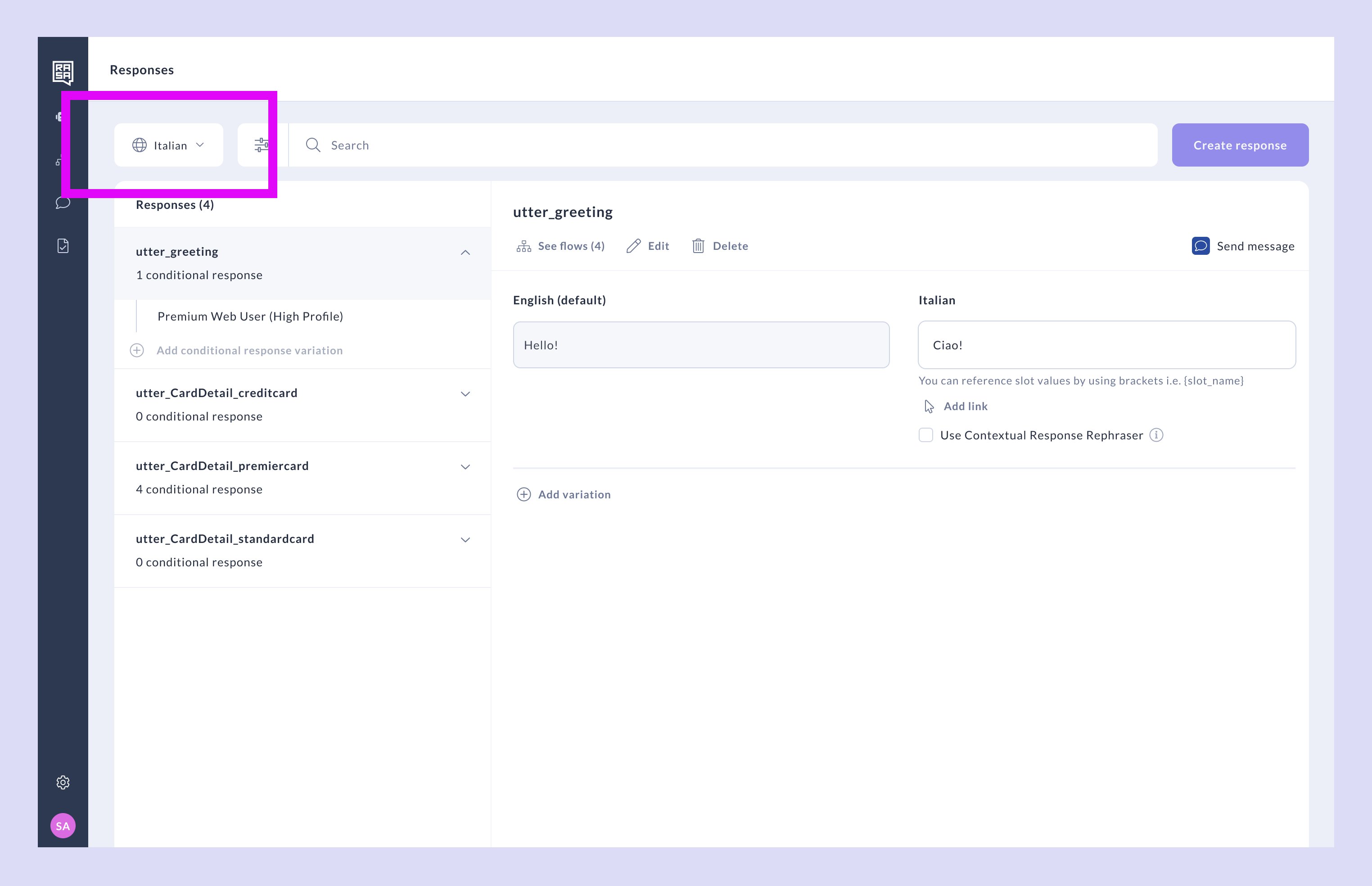 Assistant Settings Page