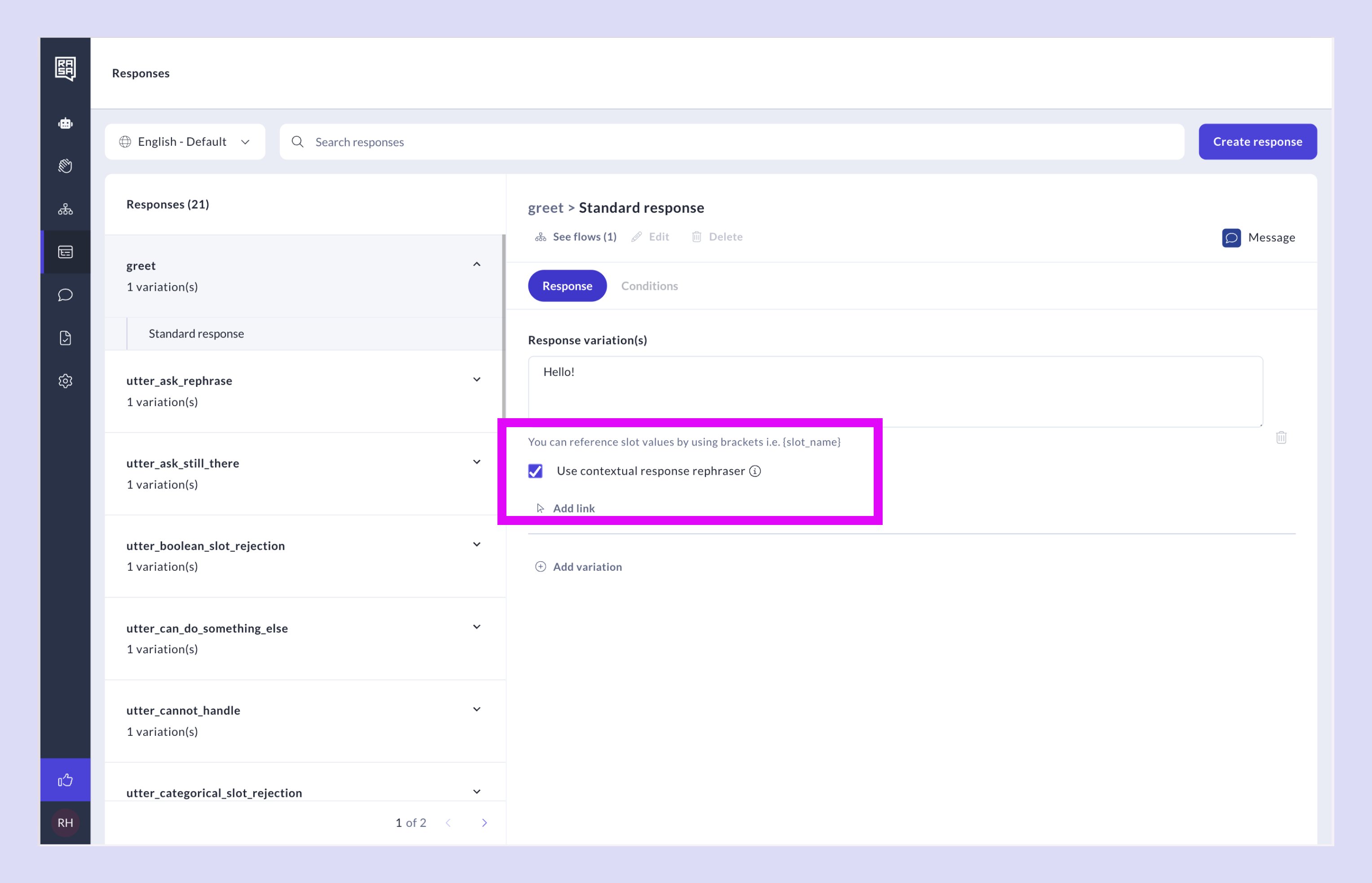 Assistant Settings Page