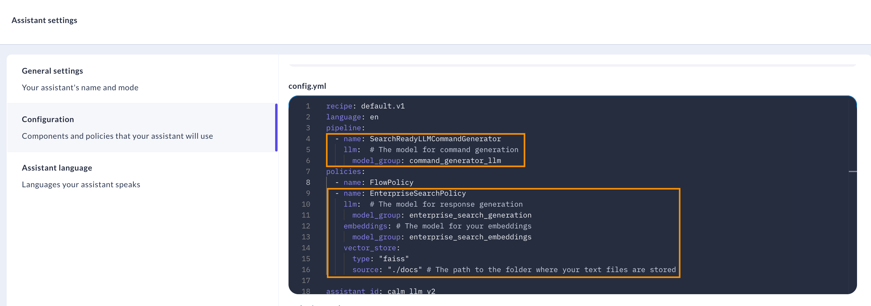 Edit config.yml for enterprise search