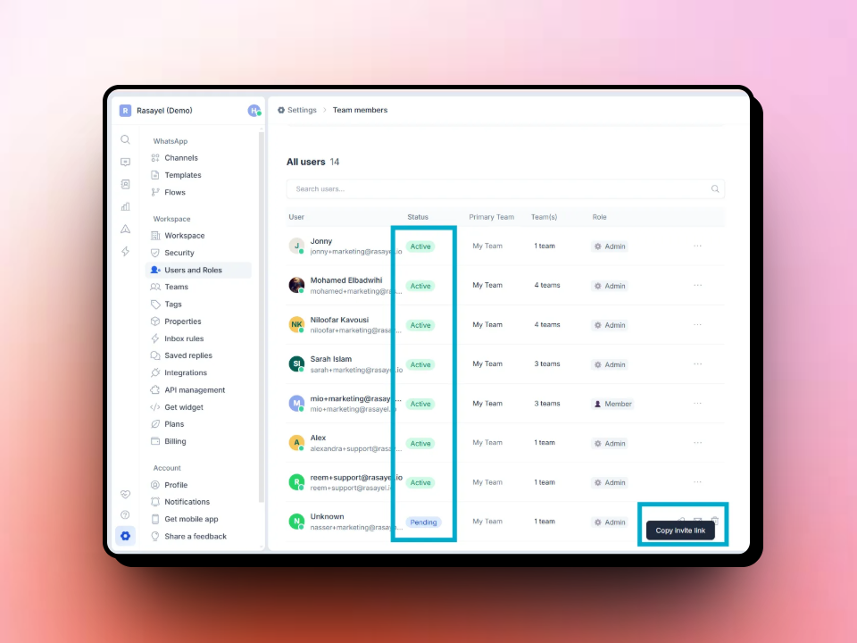 Clearer UX for pending and suspended users