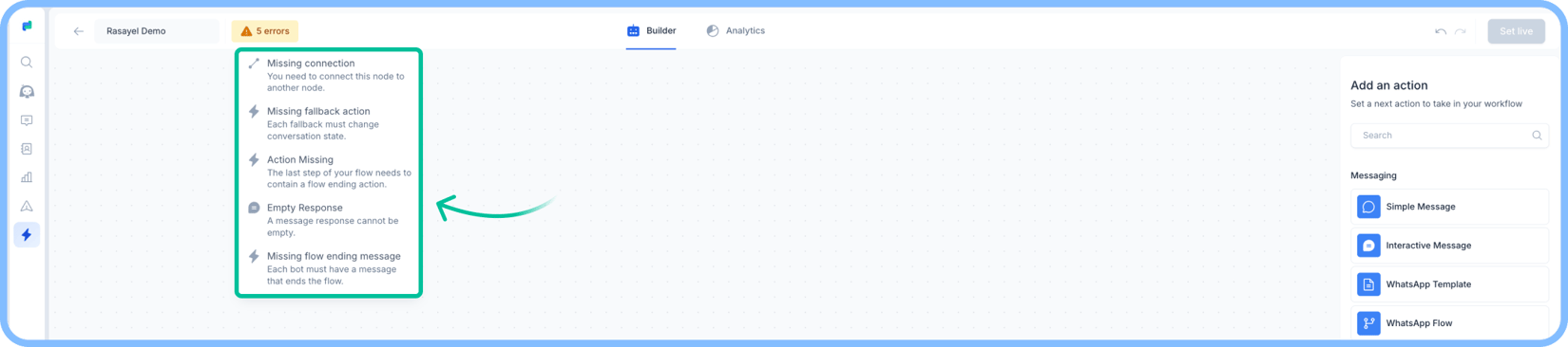 Chatbot Error Message Chatbot errors - Rasayel