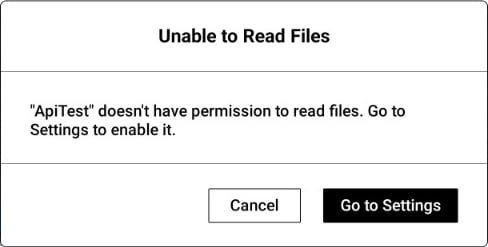 Prompt that guides the user to Settings