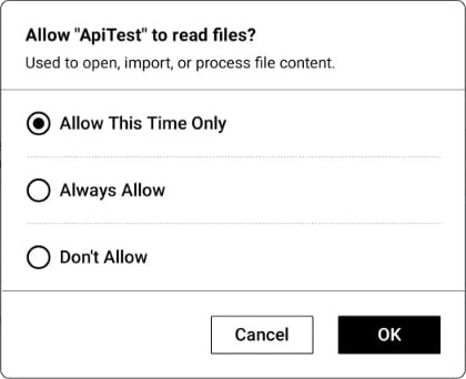 Three-option authorization dialog