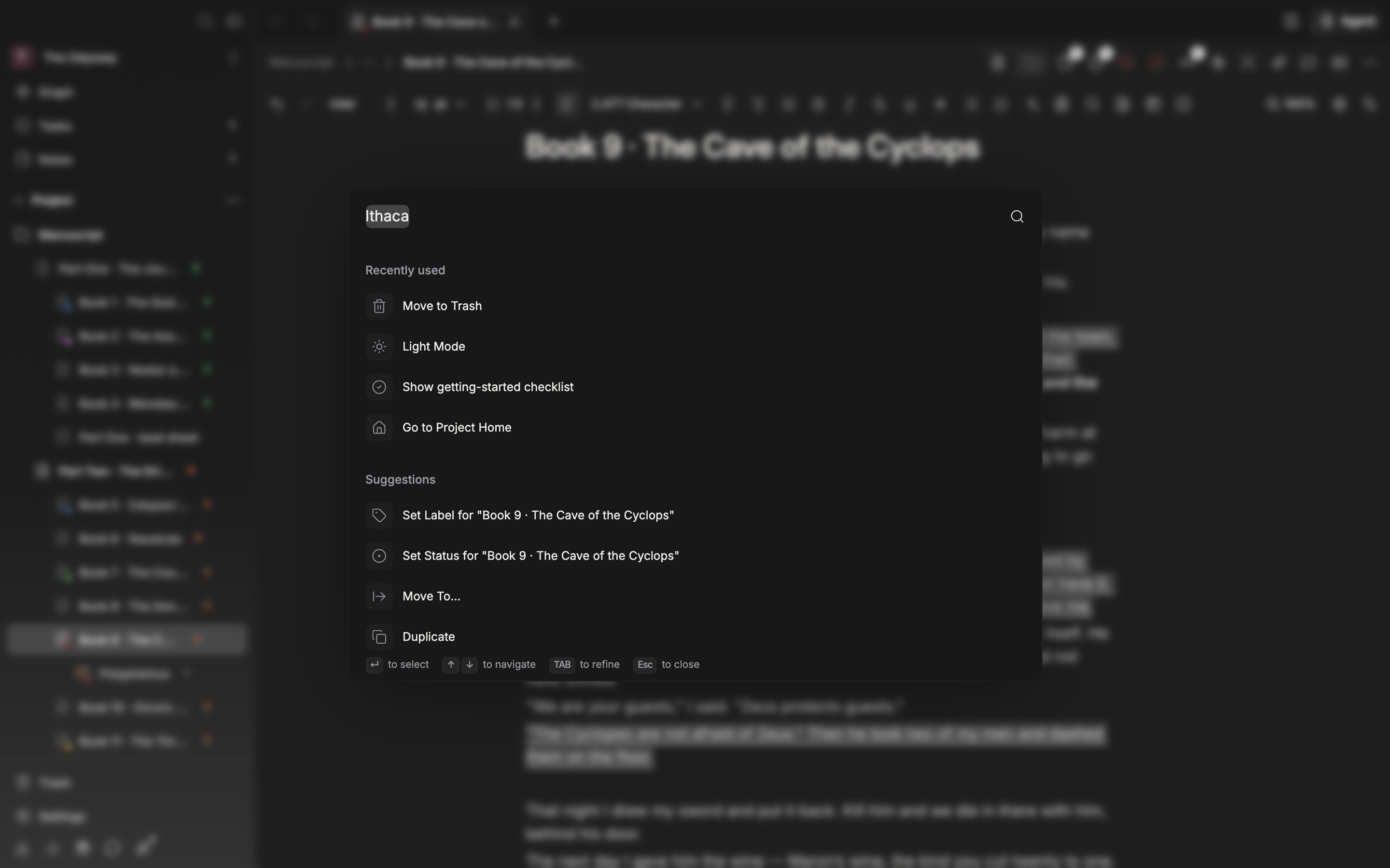 One chip (badge) has hardened in the search window. There is one search-term chip to the left of the input field, and the prompt has changed to “Type to refine…”.