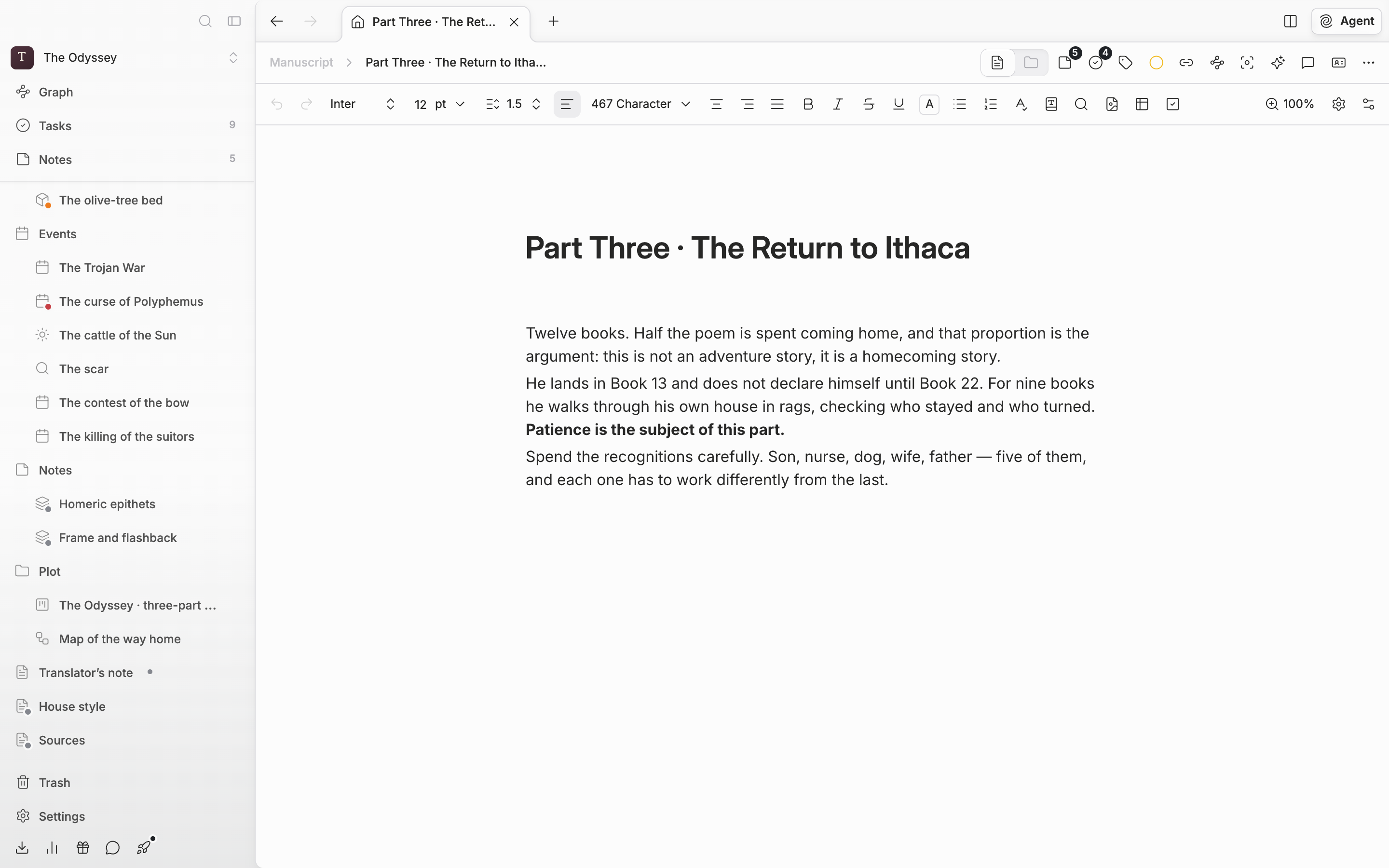 The same document switched to folder view. The folder icon on the right is active and three or four child-file cards are visible in the Grid tab.