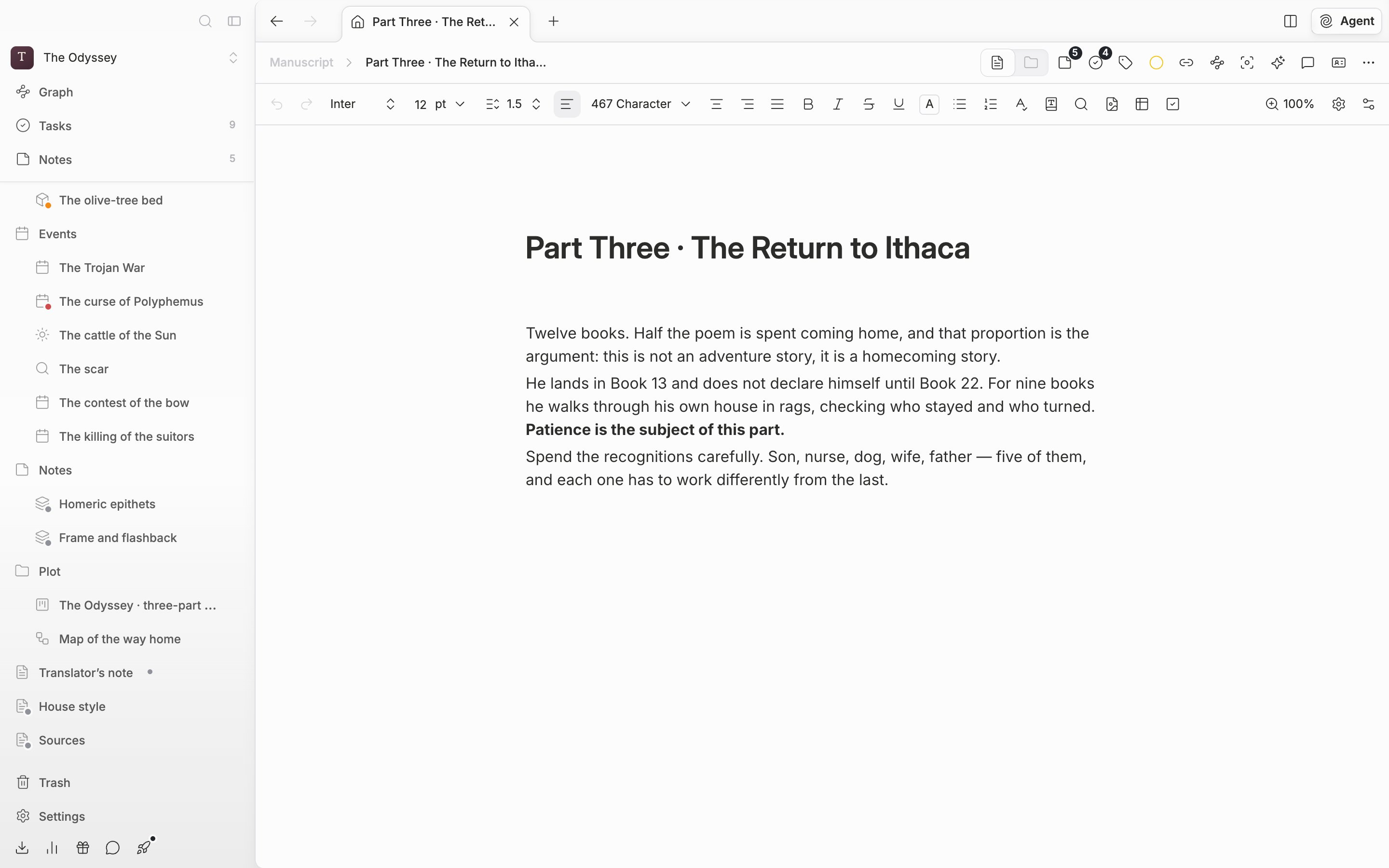 The same document switched to folder view. The folder icon on the right is active and three or four child-file cards are visible in the Grid tab.