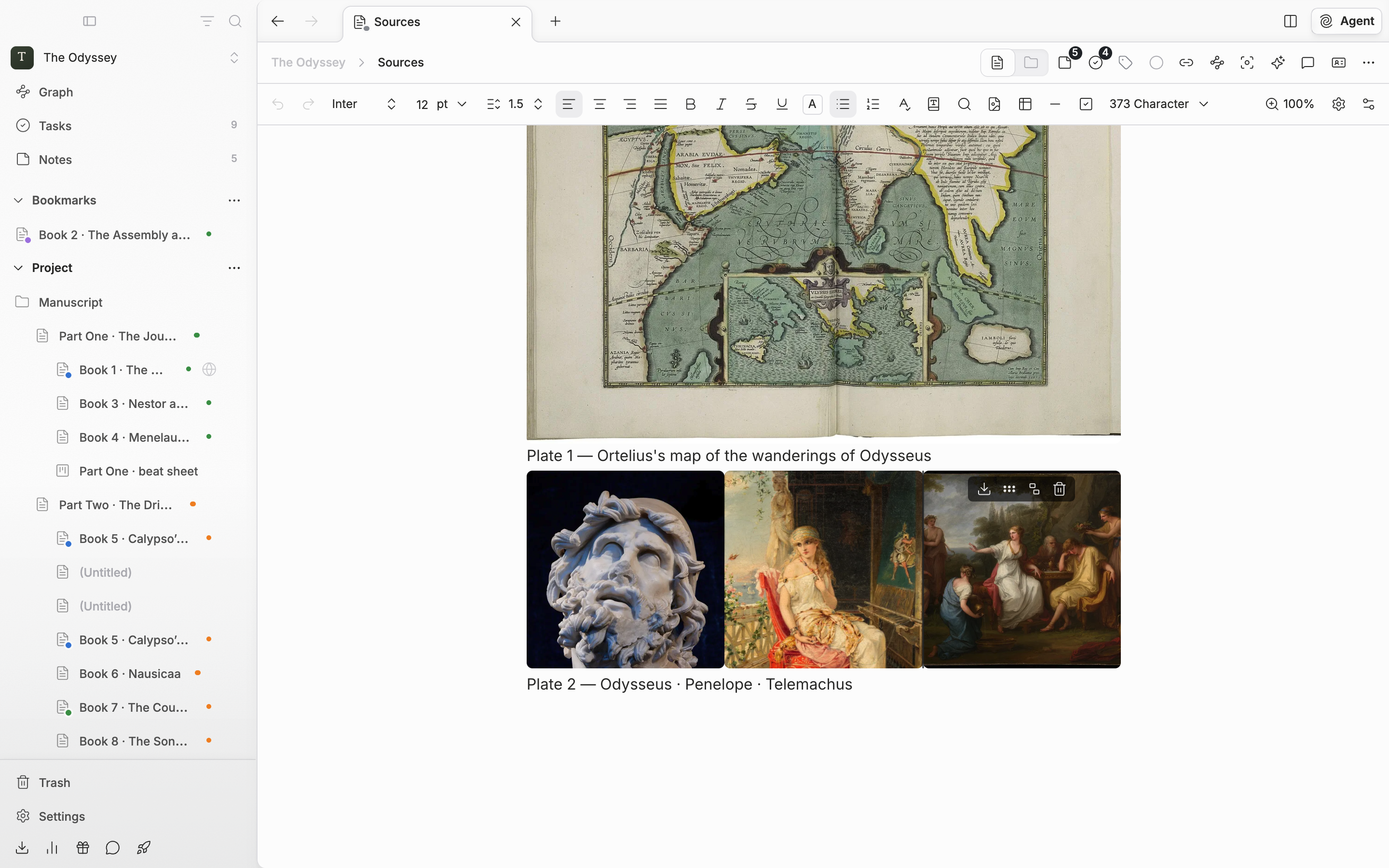 Three images side by side in one row of the body, with the pointer over the right one and a button row at its top: download, reorder handle, move out of row, and delete.