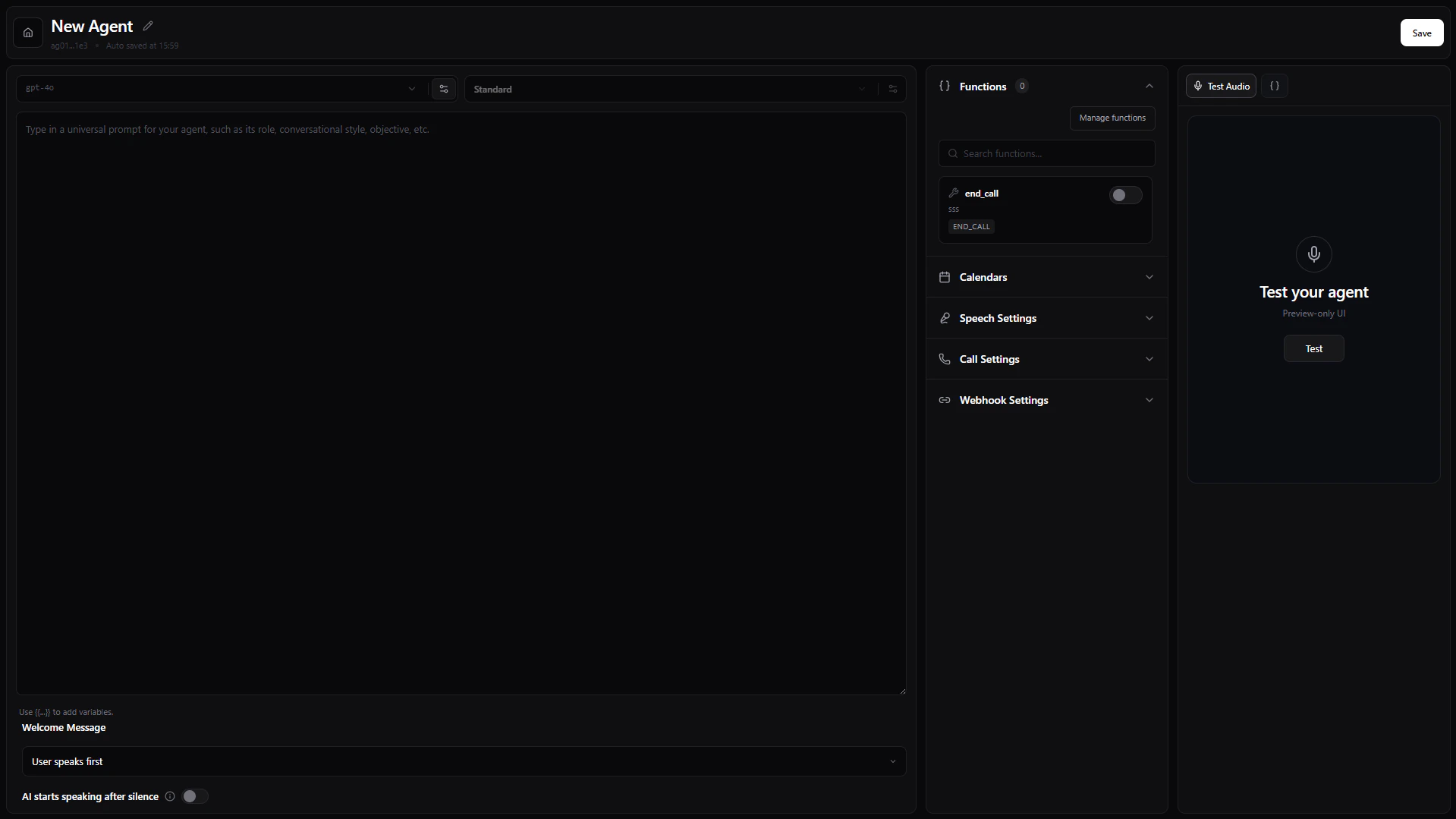New Agent Builder Interface