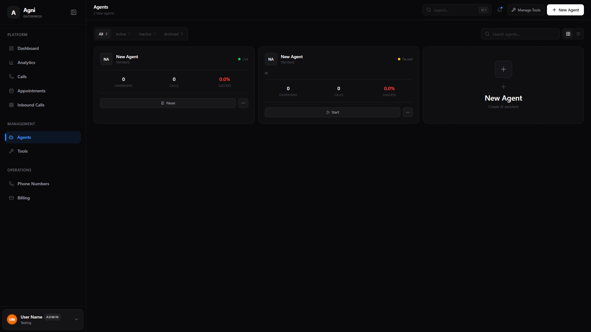 Agni Agents Dashboard
