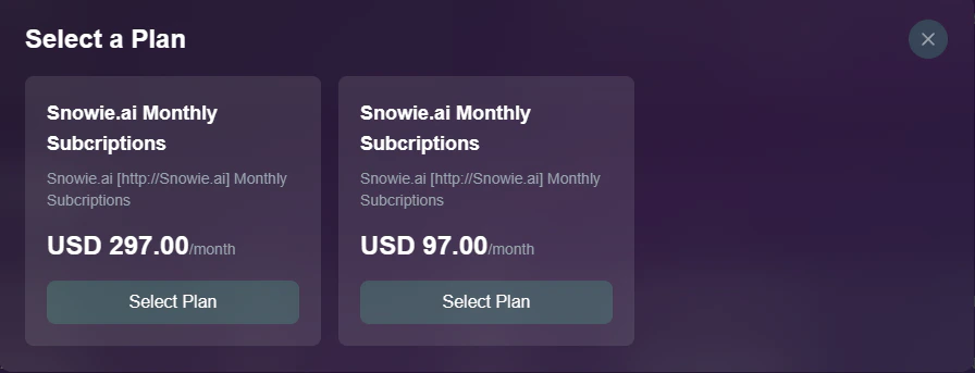 Select Plan Modal
