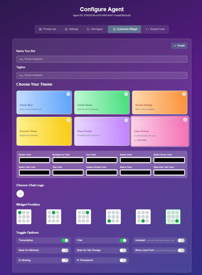 Customize Widget Dashboard