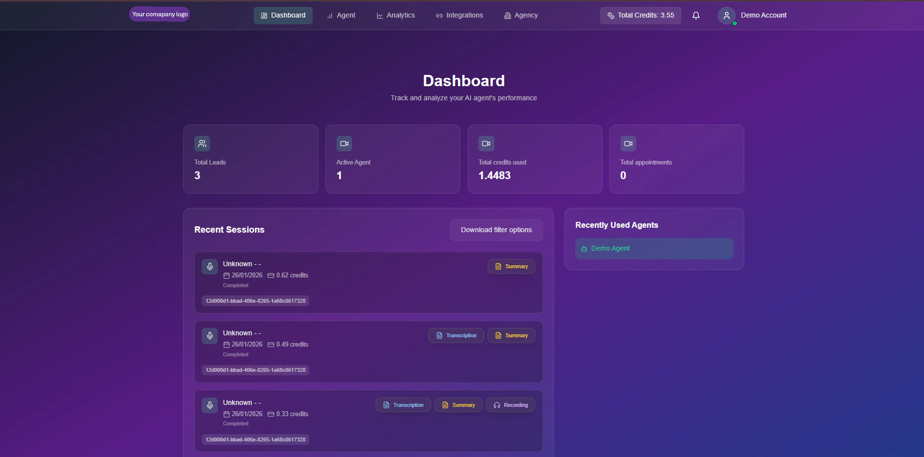 Snowie Dashboard Interface
