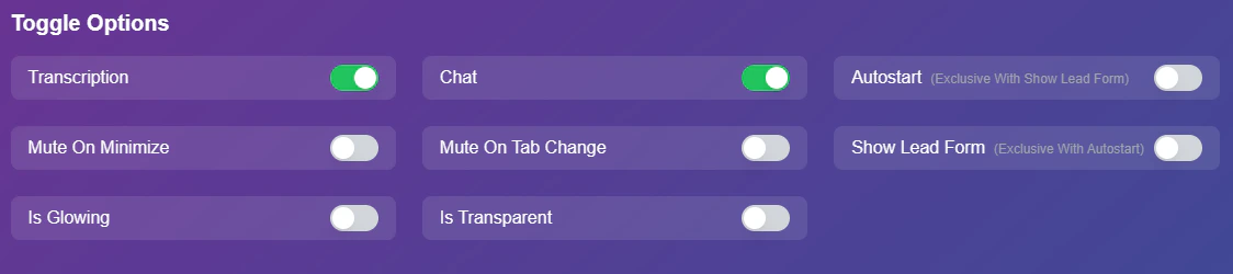 Toggle Options Interface