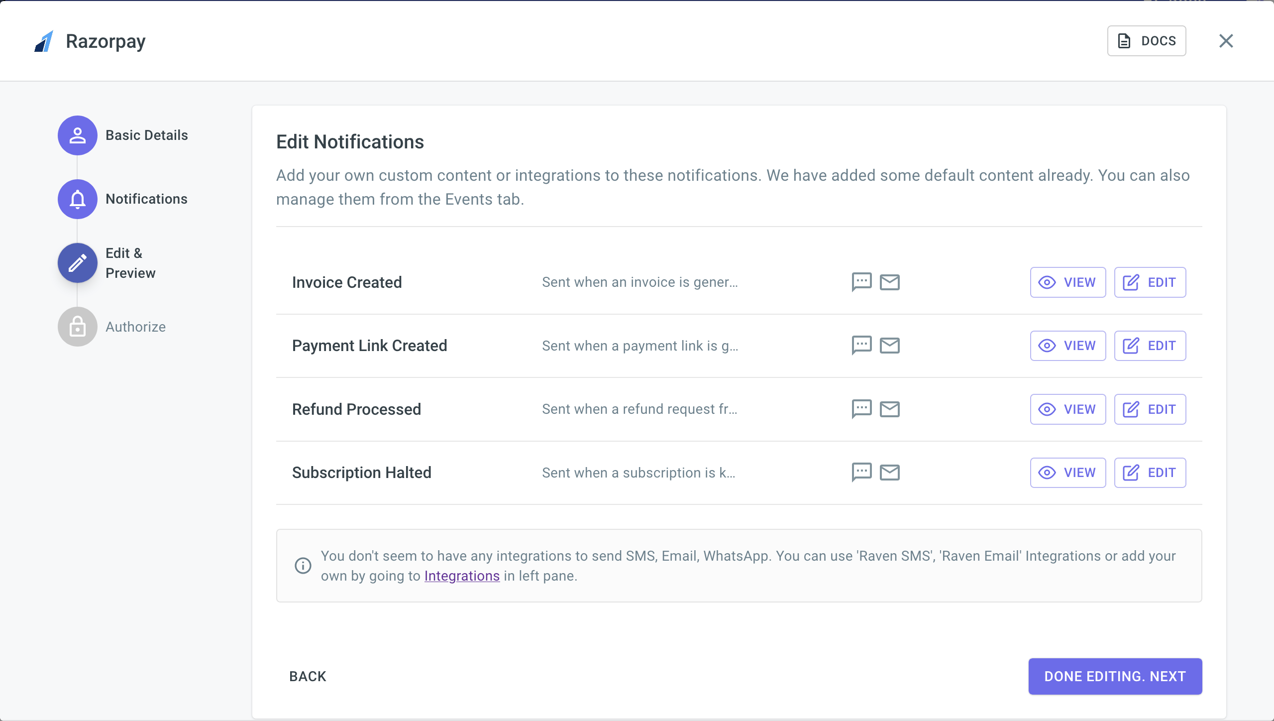 Edit/Preview these notifications