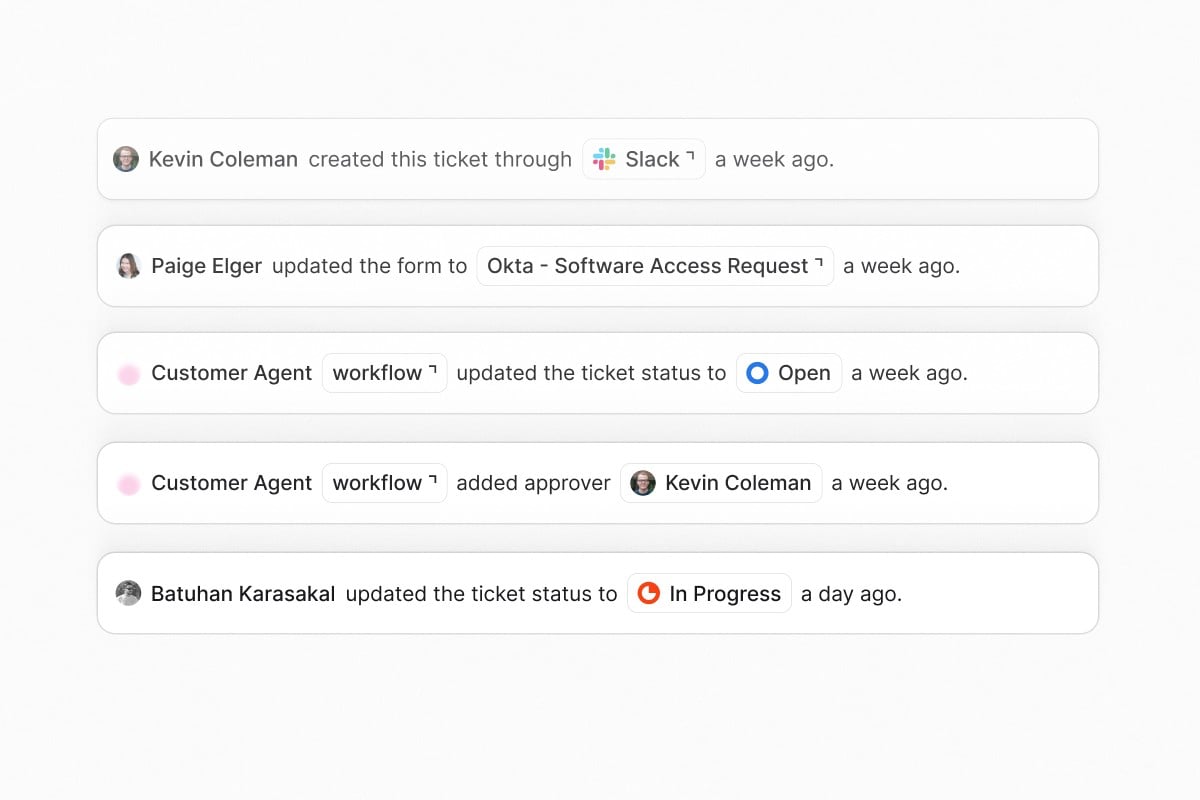 The admin audit log filtered by actor and event type