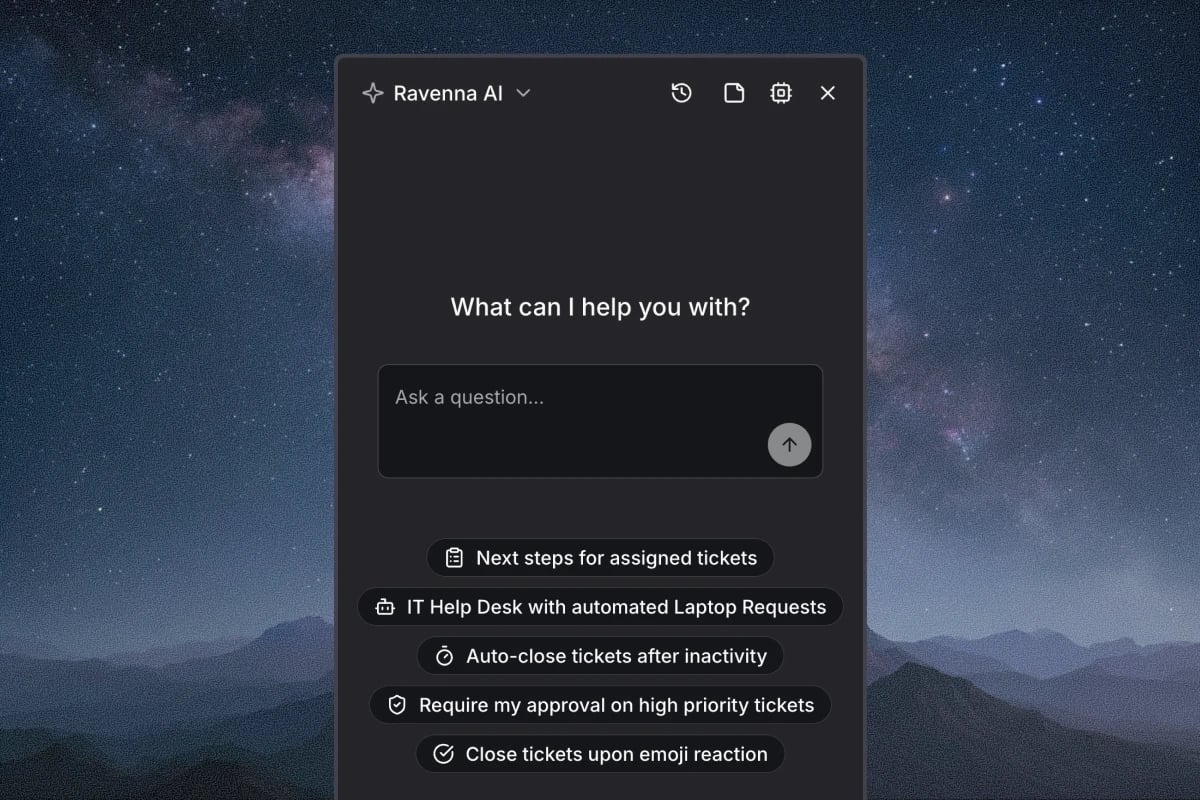The Copilot chat panel open in the Ravenna web app