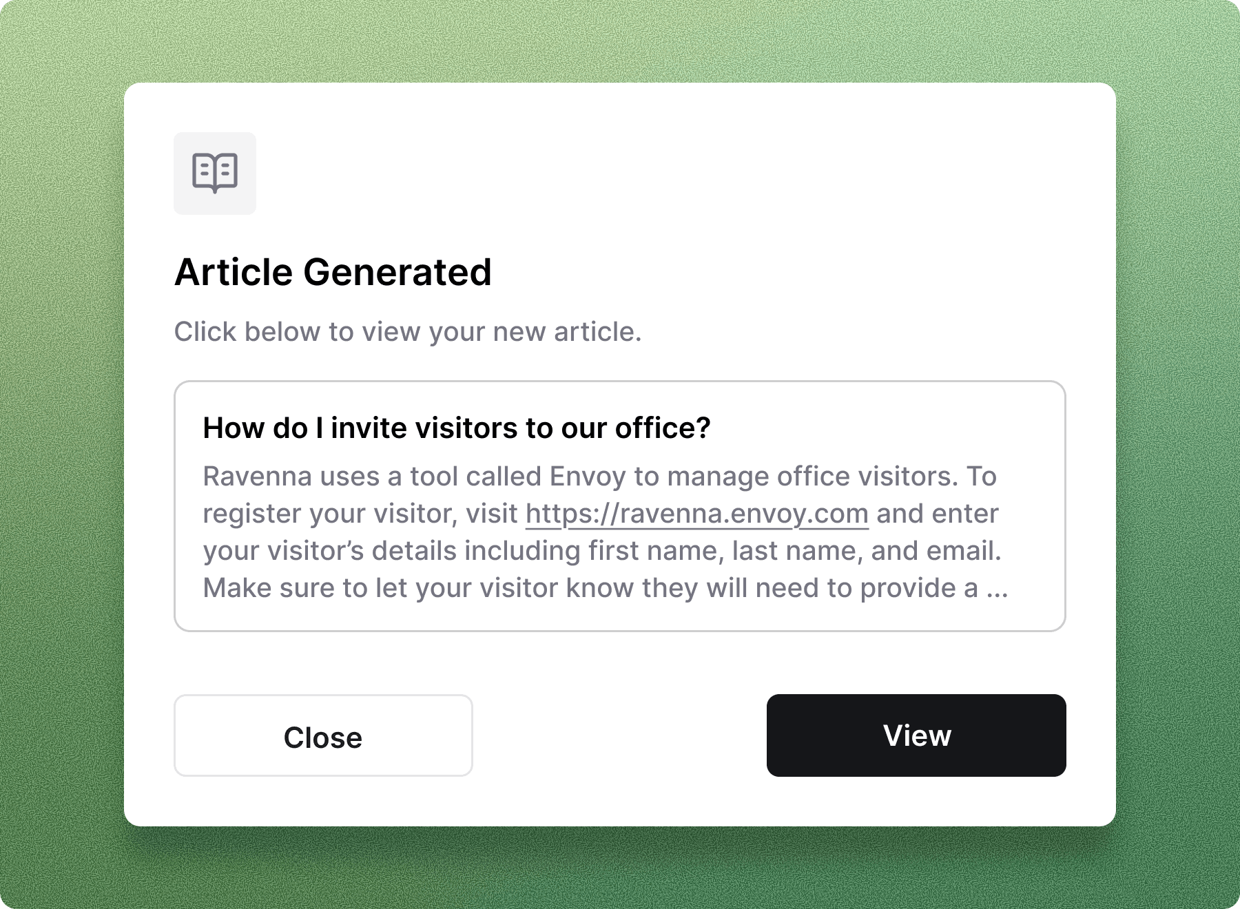 Generating a knowledge base article from a ticket