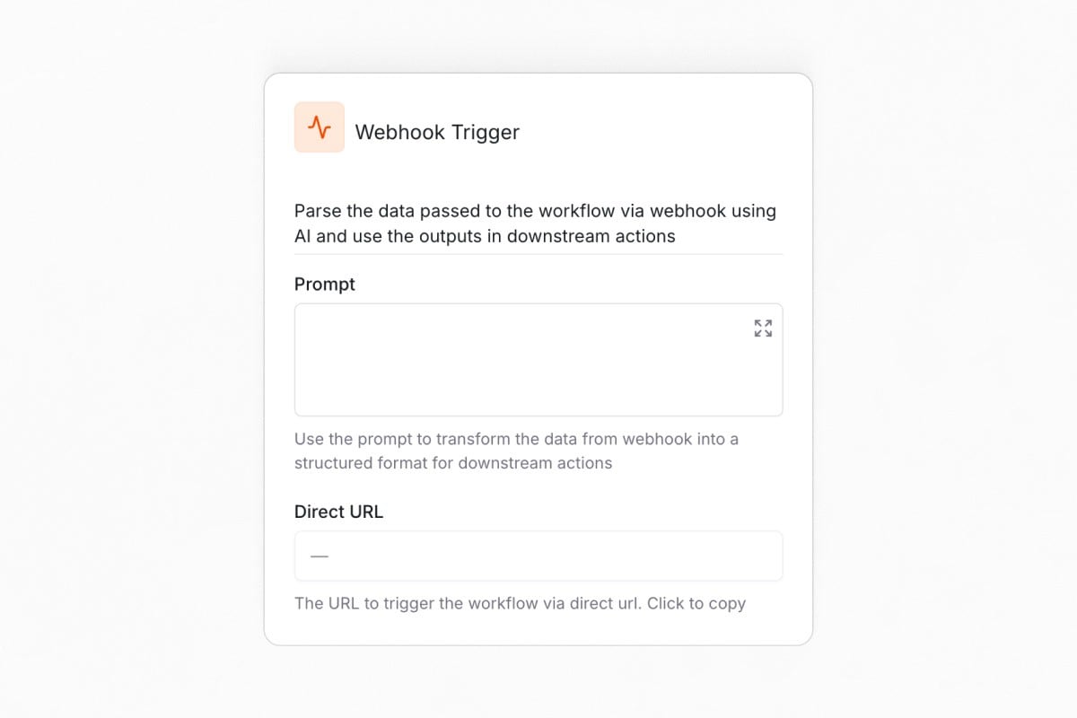 Configuring an external webhook trigger for a workflow