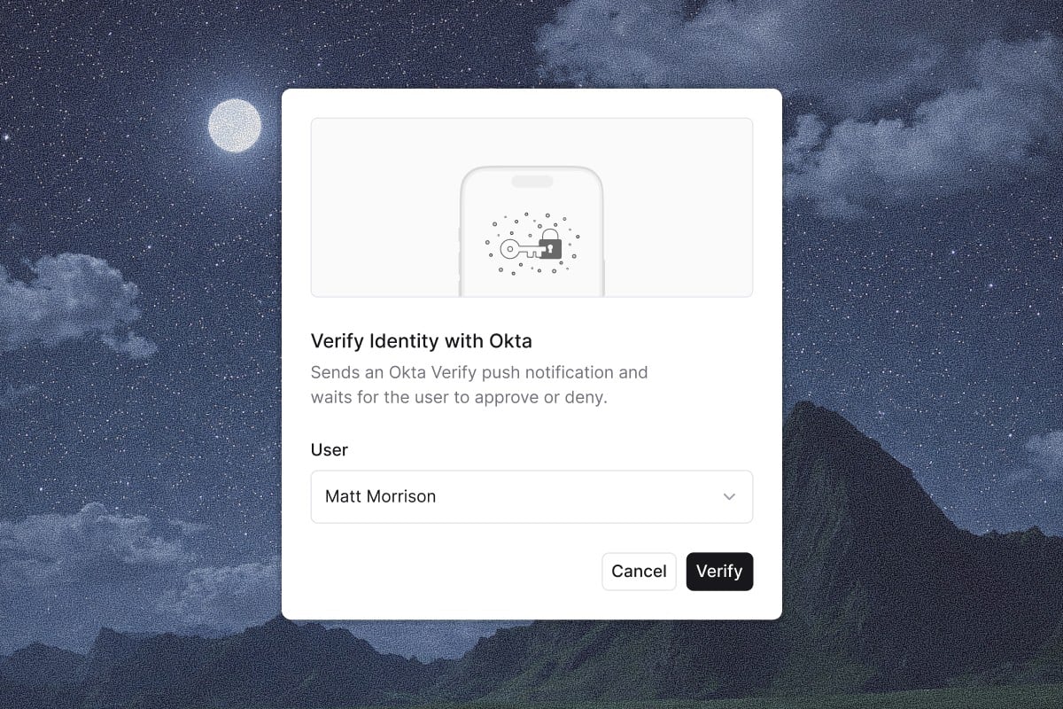 A workflow step sending an Okta Verify push notification
