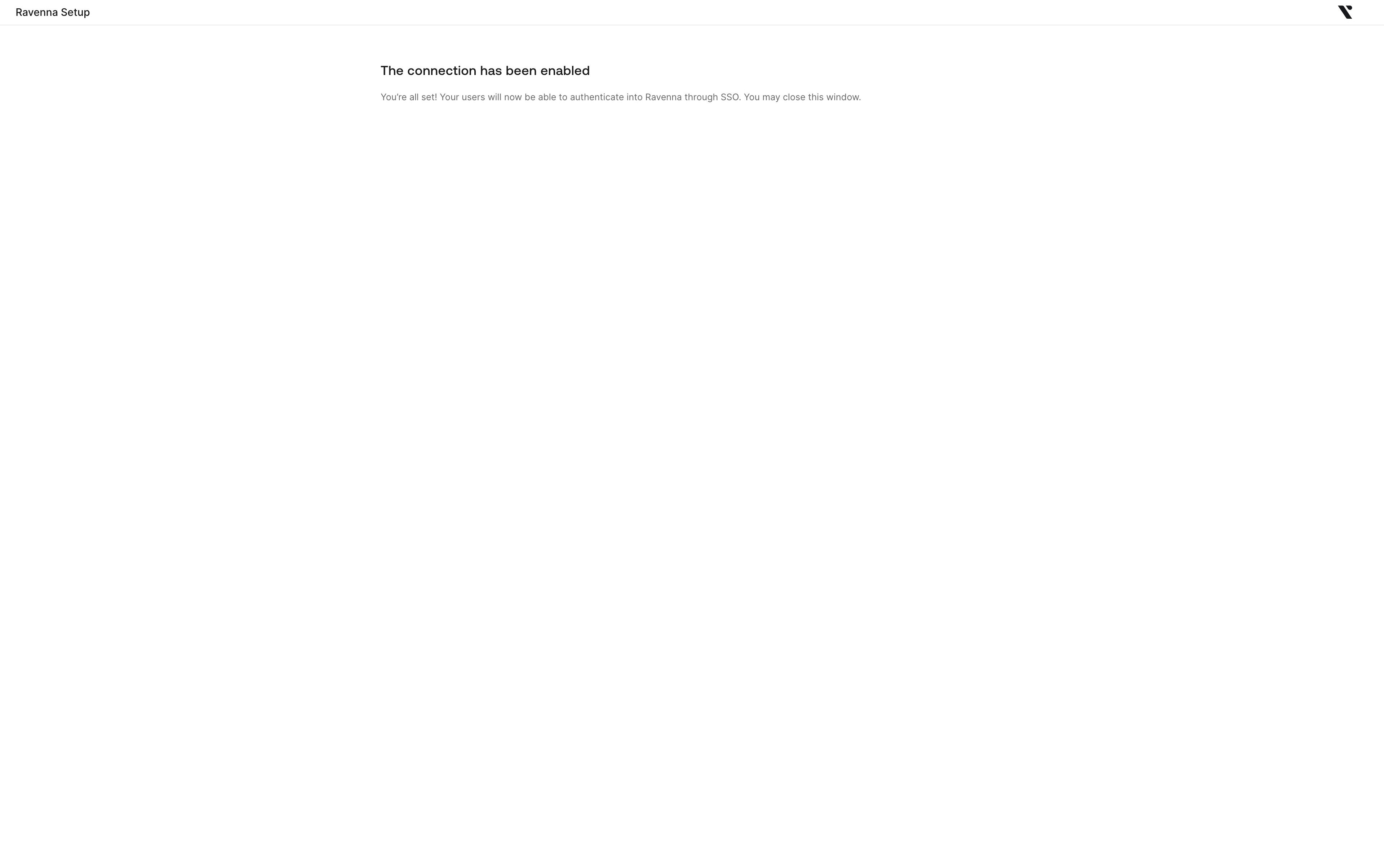 The confirmation page reading The connection has been enabled