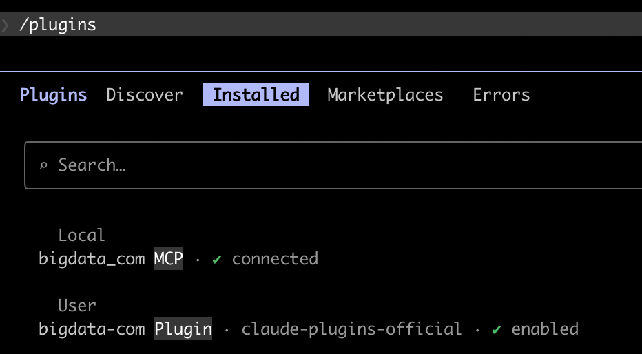 Bigdata.com MCP and plugin enabled in Claude Code