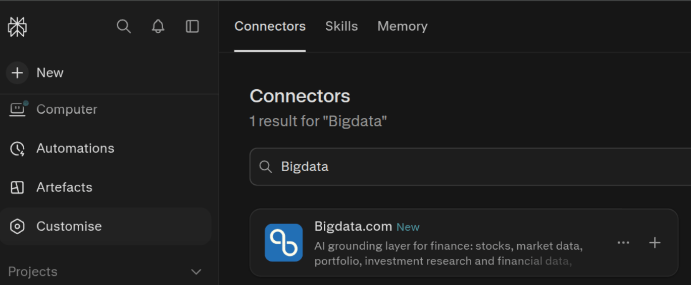 Bigdata.com connector added in Perplexity