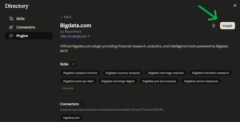 Bigdata plugin installed