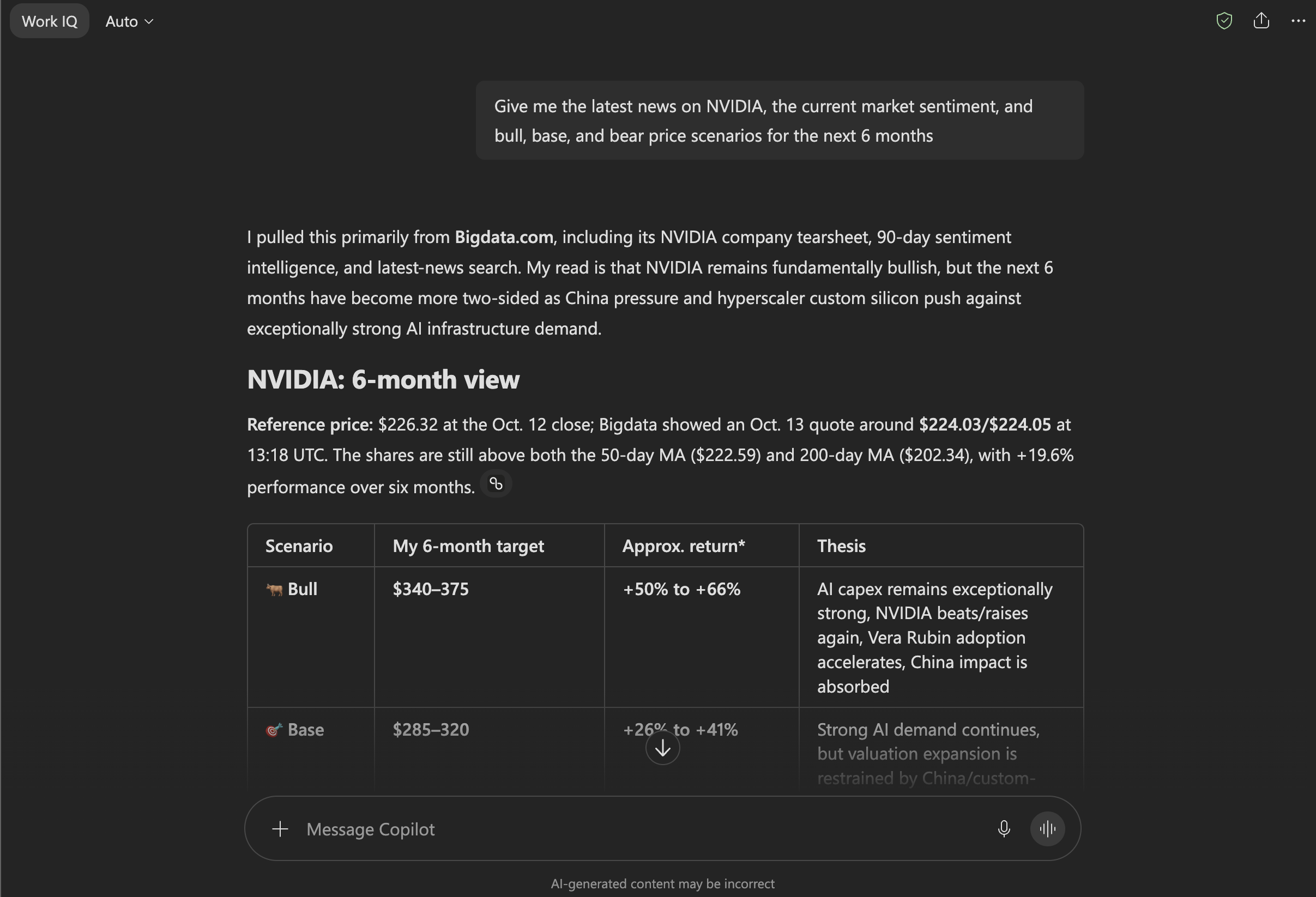 Bigdata.com example in Microsoft 365 Copilot Chat
