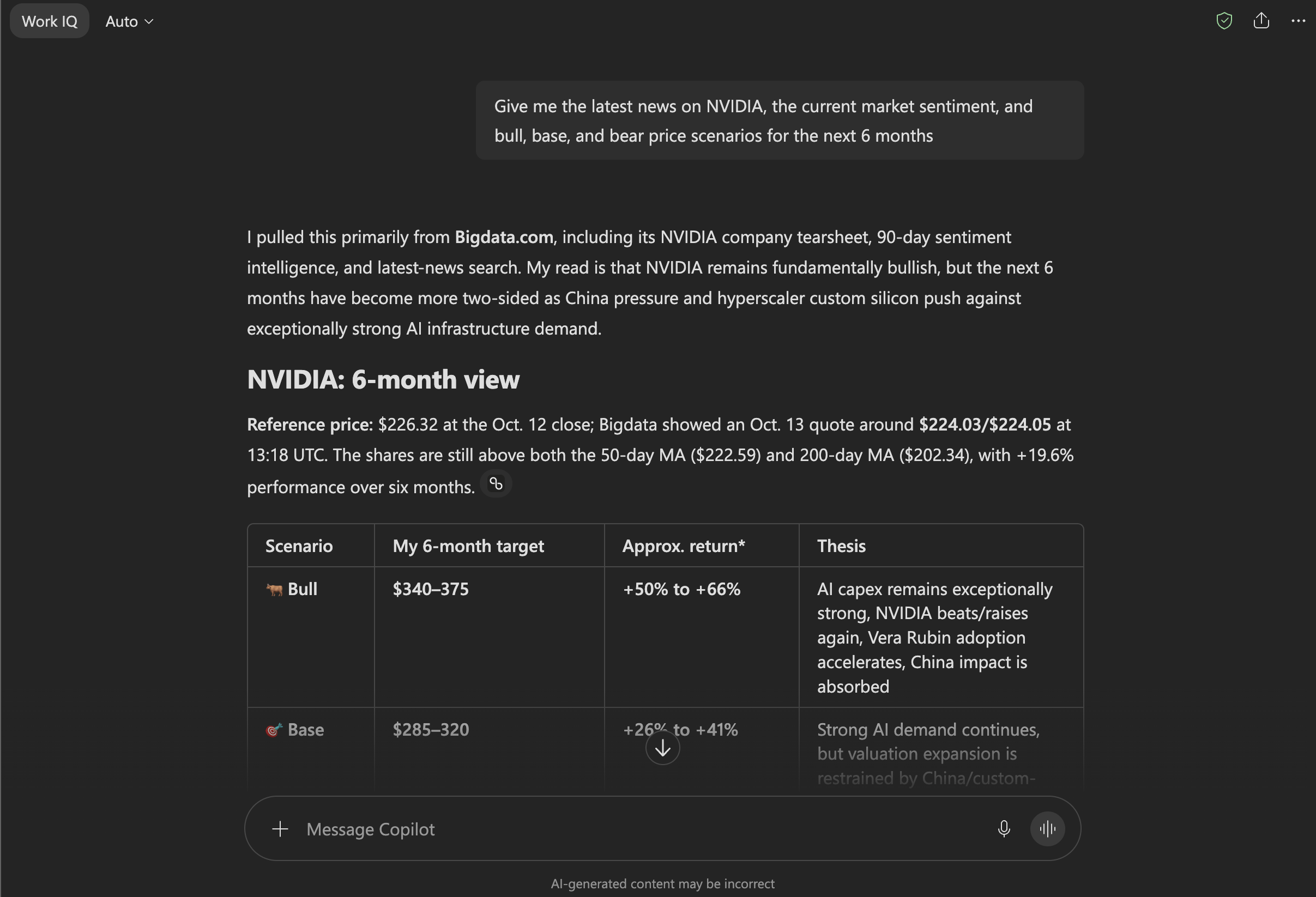 Bigdata.com example in Microsoft 365 Copilot Chat