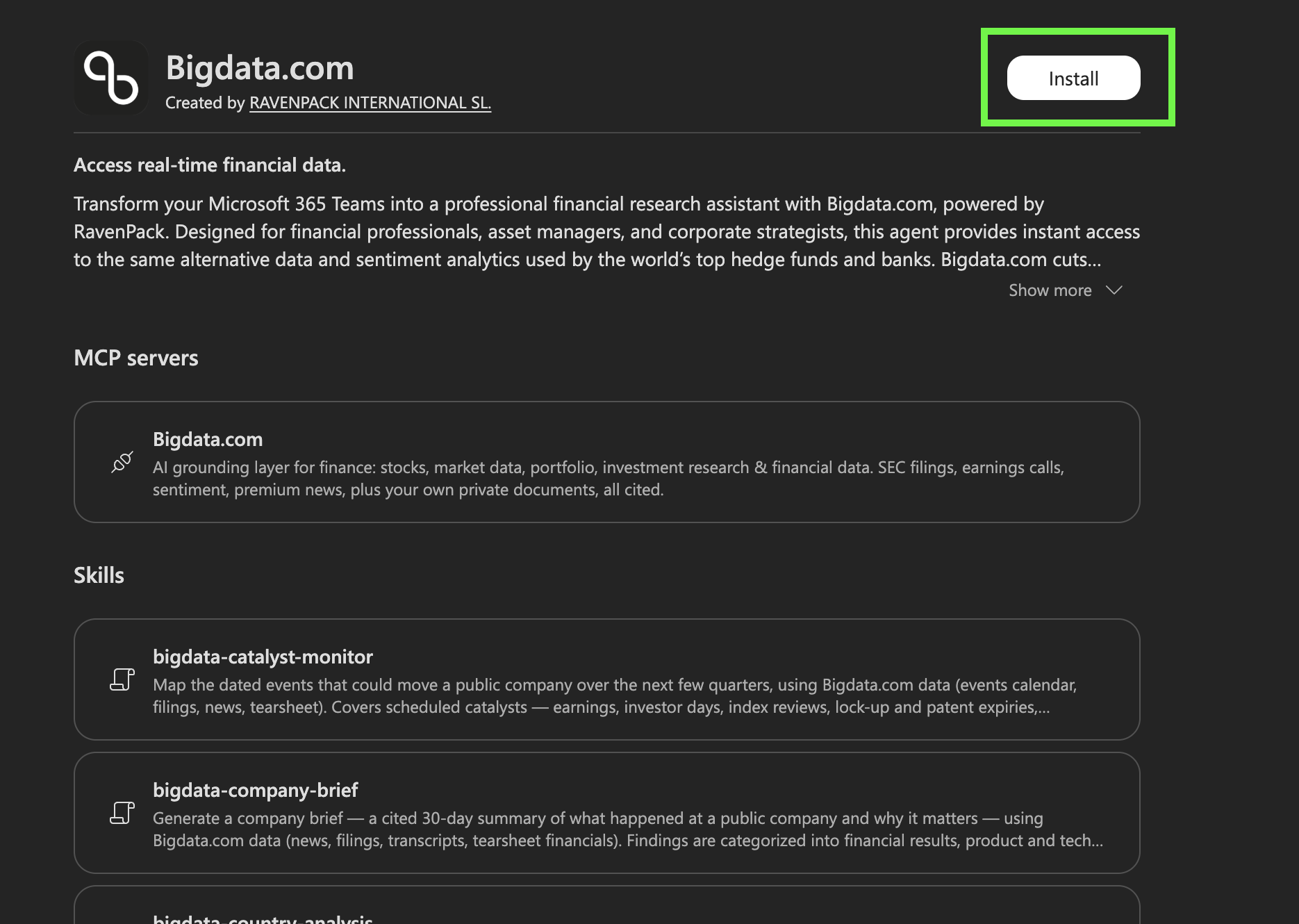 Install Bigdata.com in Copilot Cowork