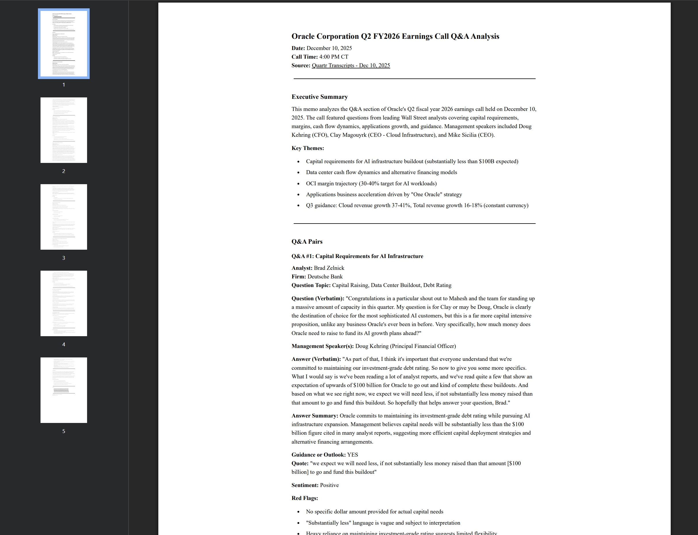Oracle Earnings Q&A PDF
