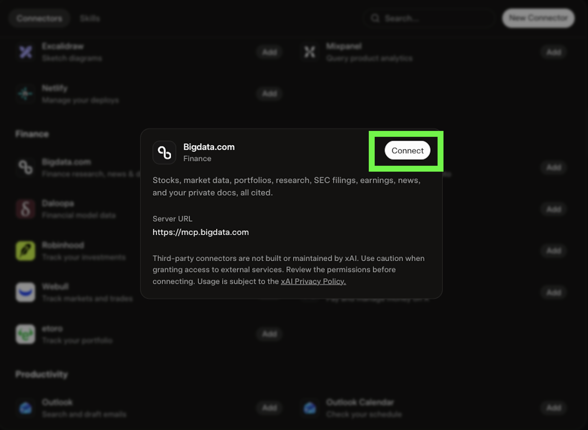Configure Bigdata.com Official Connector