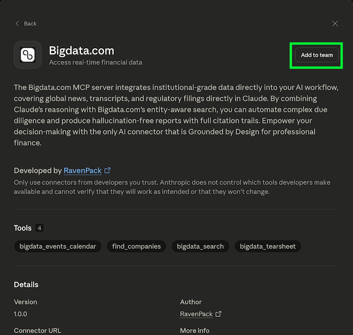 Configure Bigdata.com Official Connector