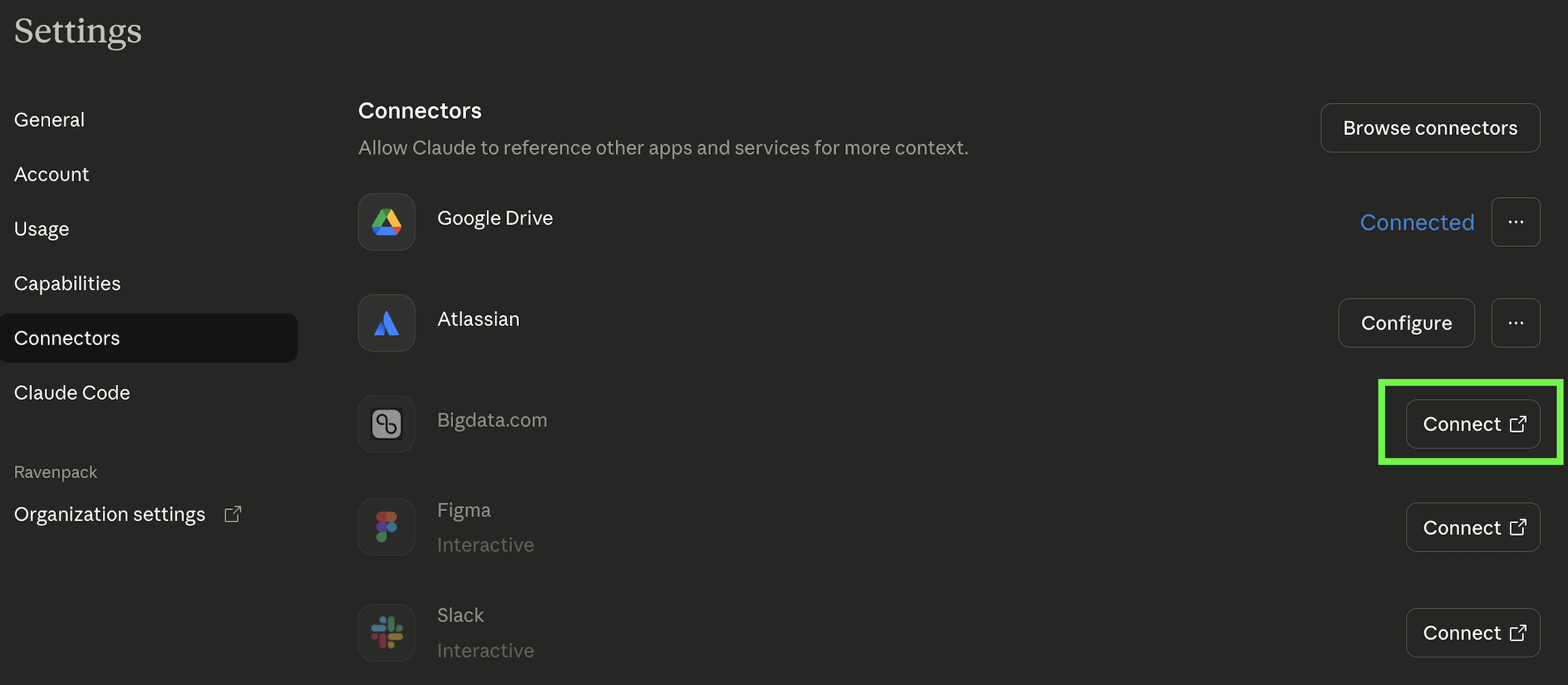 Claude Settings Apps & Connectors