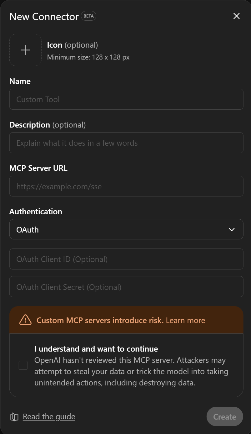 ChatGPT new Custom Connector
