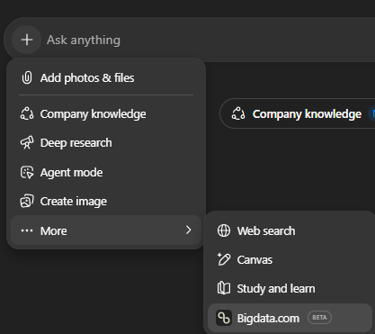 ChatGPT New Chat with Bigdata.com MCP