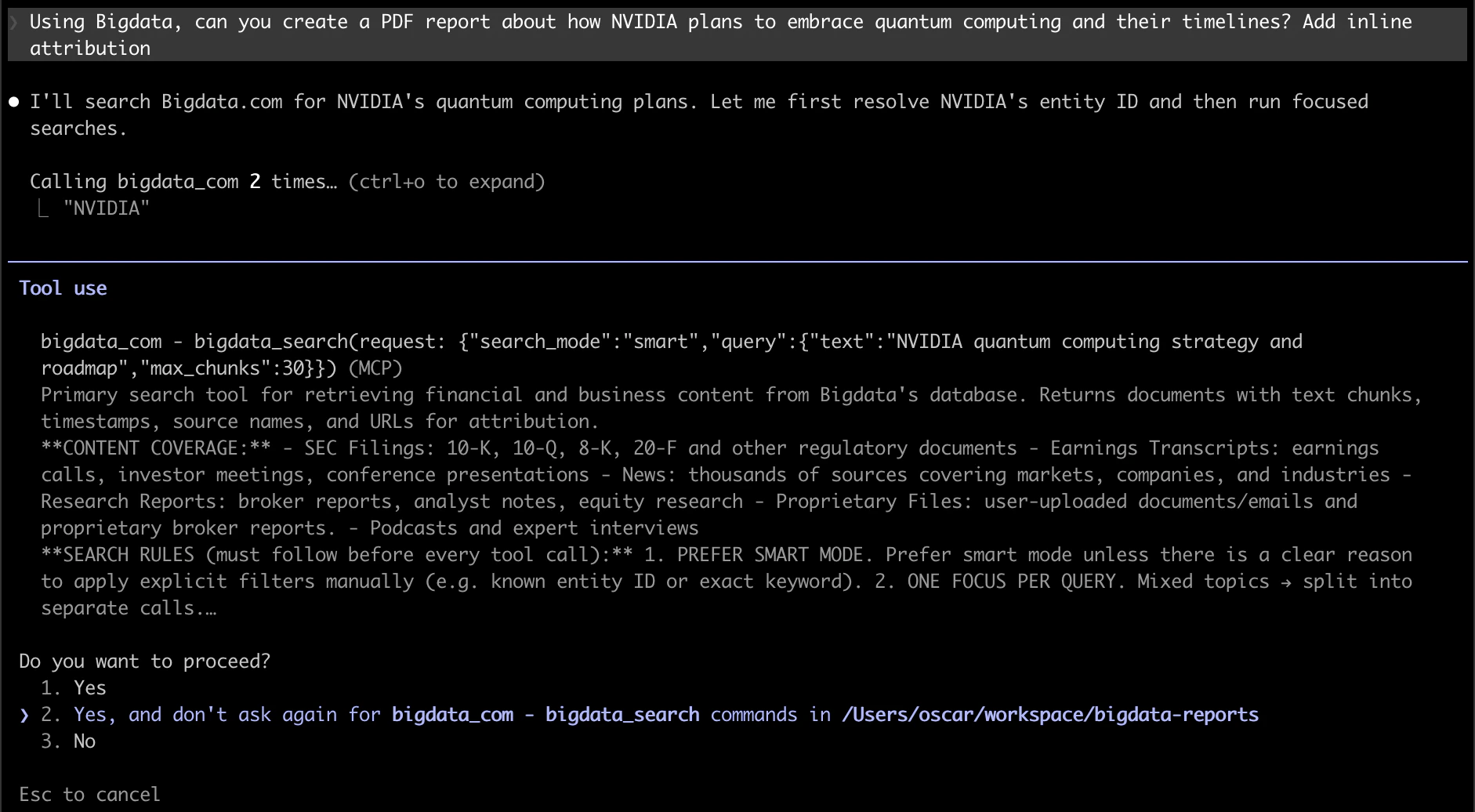 Allow Bigdata.com MCP tools always