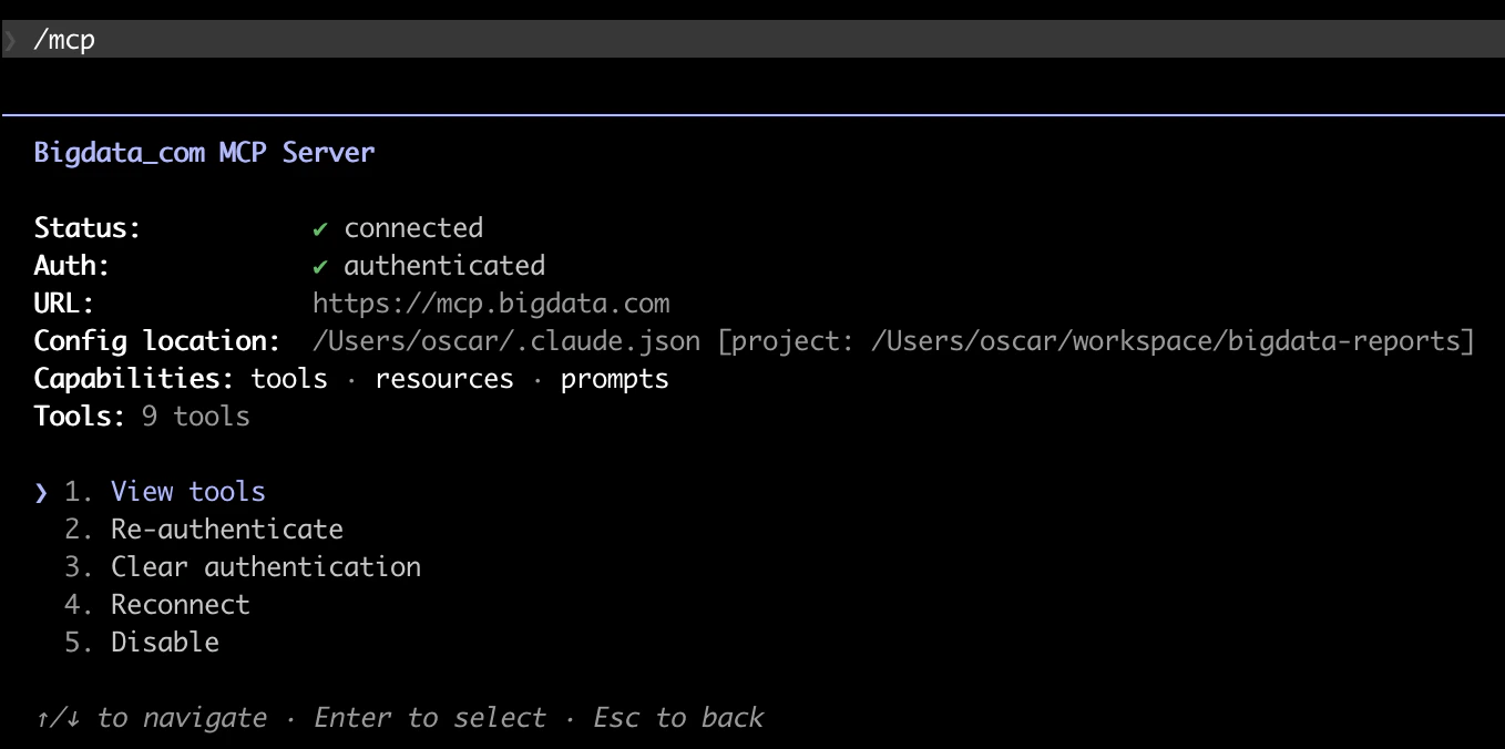 Connected MCP server with available tools