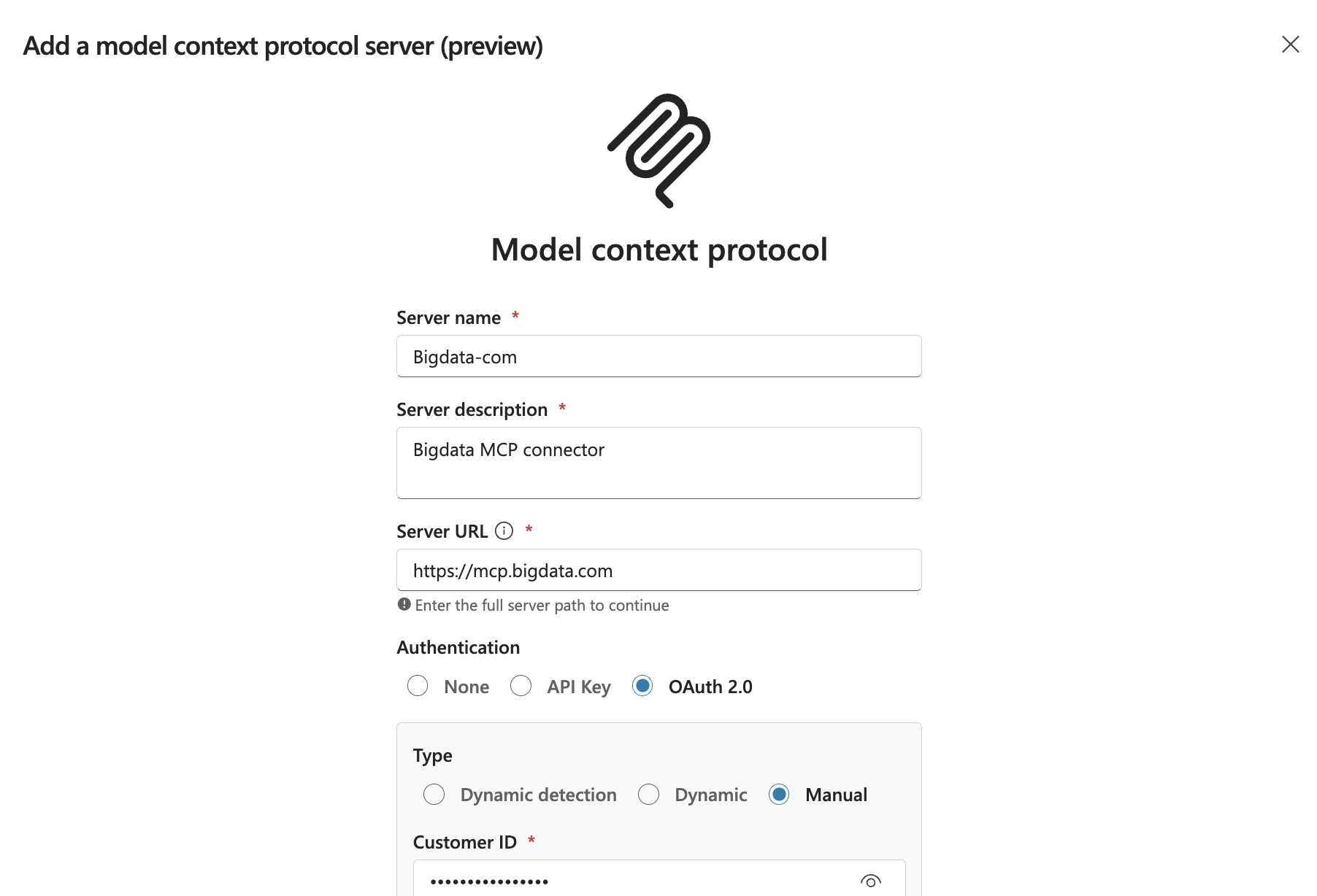 Copilot MCP Connector creation
