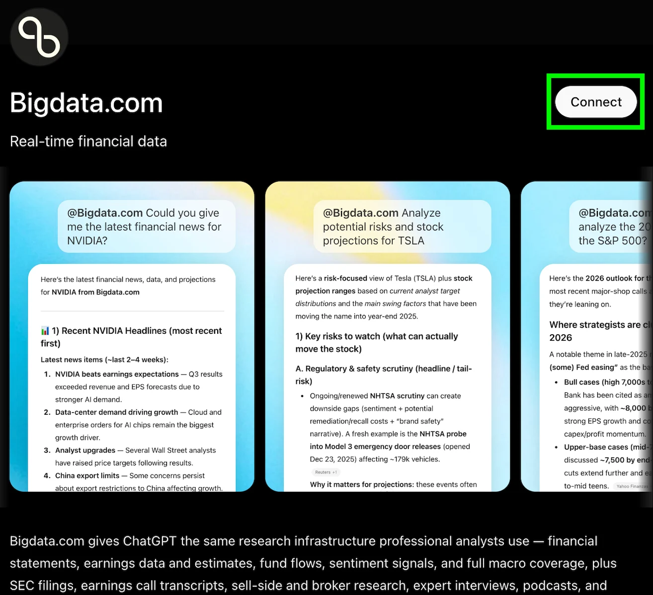Connect to Bigdata.com App