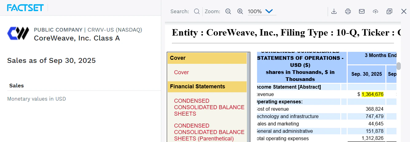 FactSet number in filing